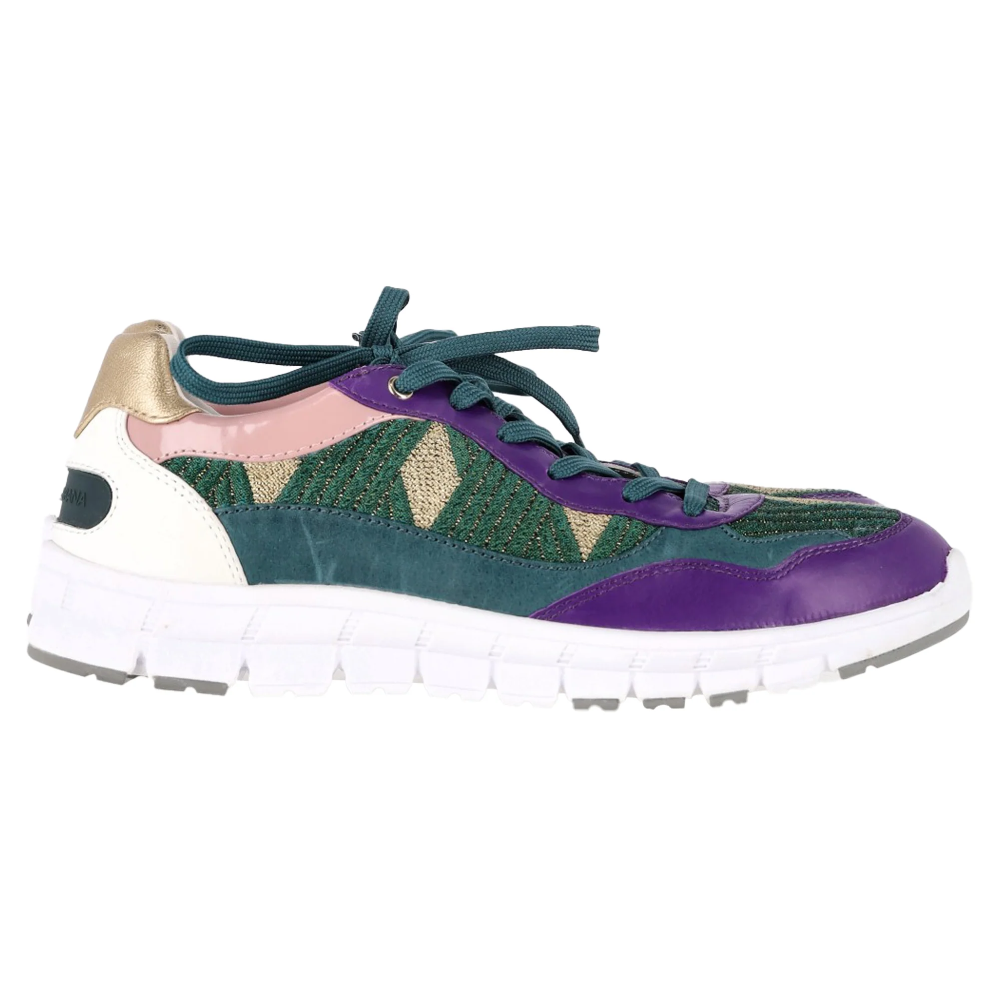 Women's Dolce & Gabbana Mardi Gras Low-Top Sneakers in Multicolor Leather and Suede