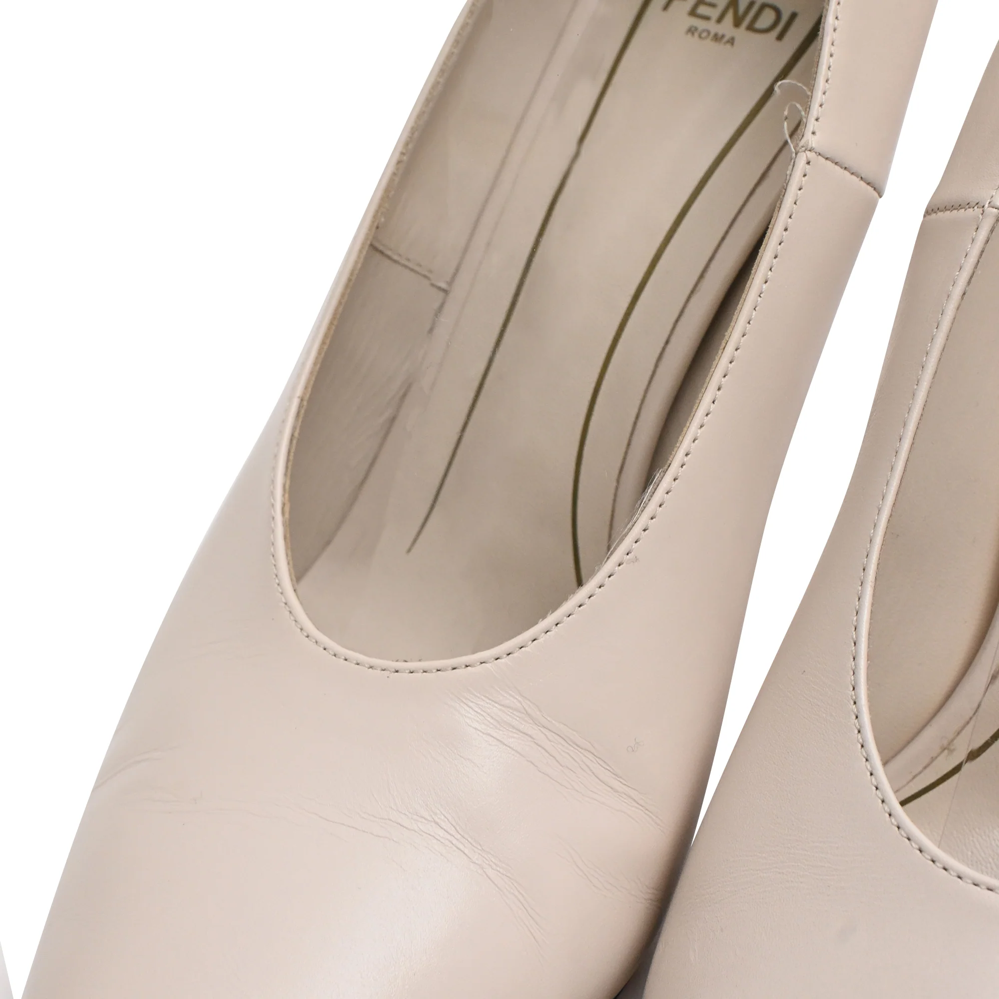 Women's Fendi Filo 95mm Pumps in Beige Leather - Image 10
