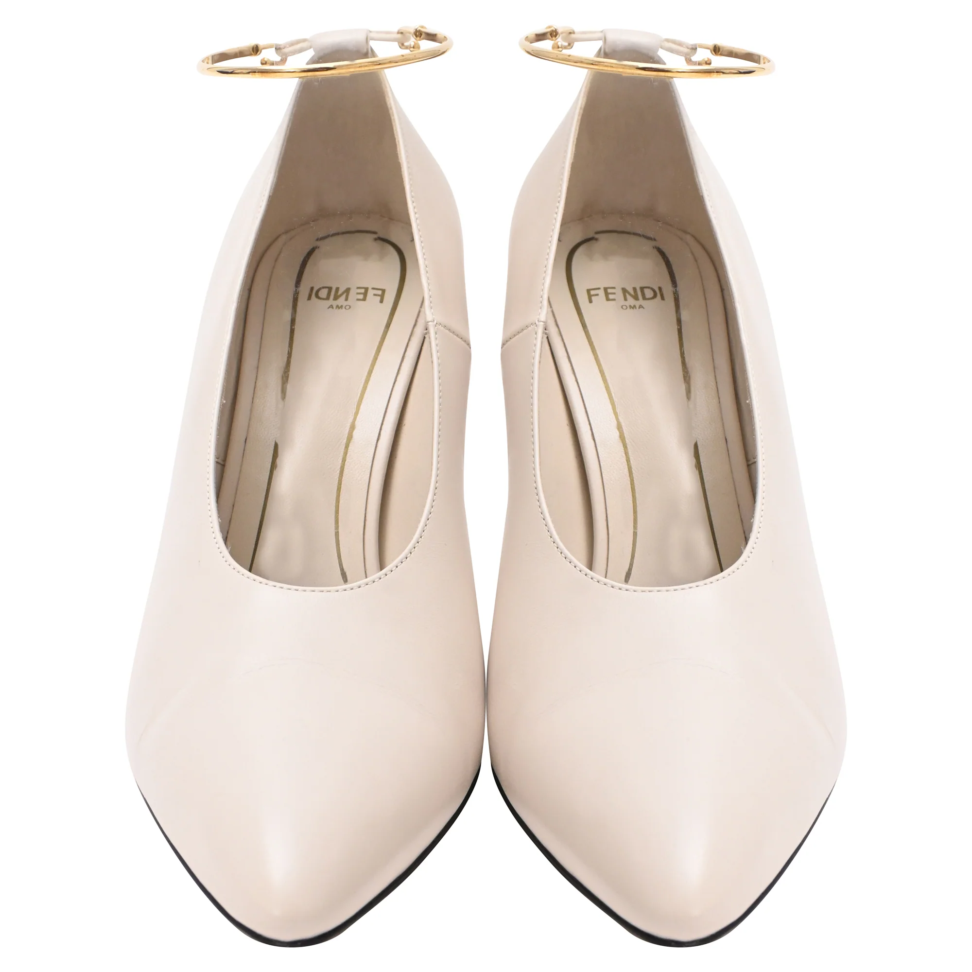 Women's Fendi Filo 95mm Pumps in Beige Leather - Image 2