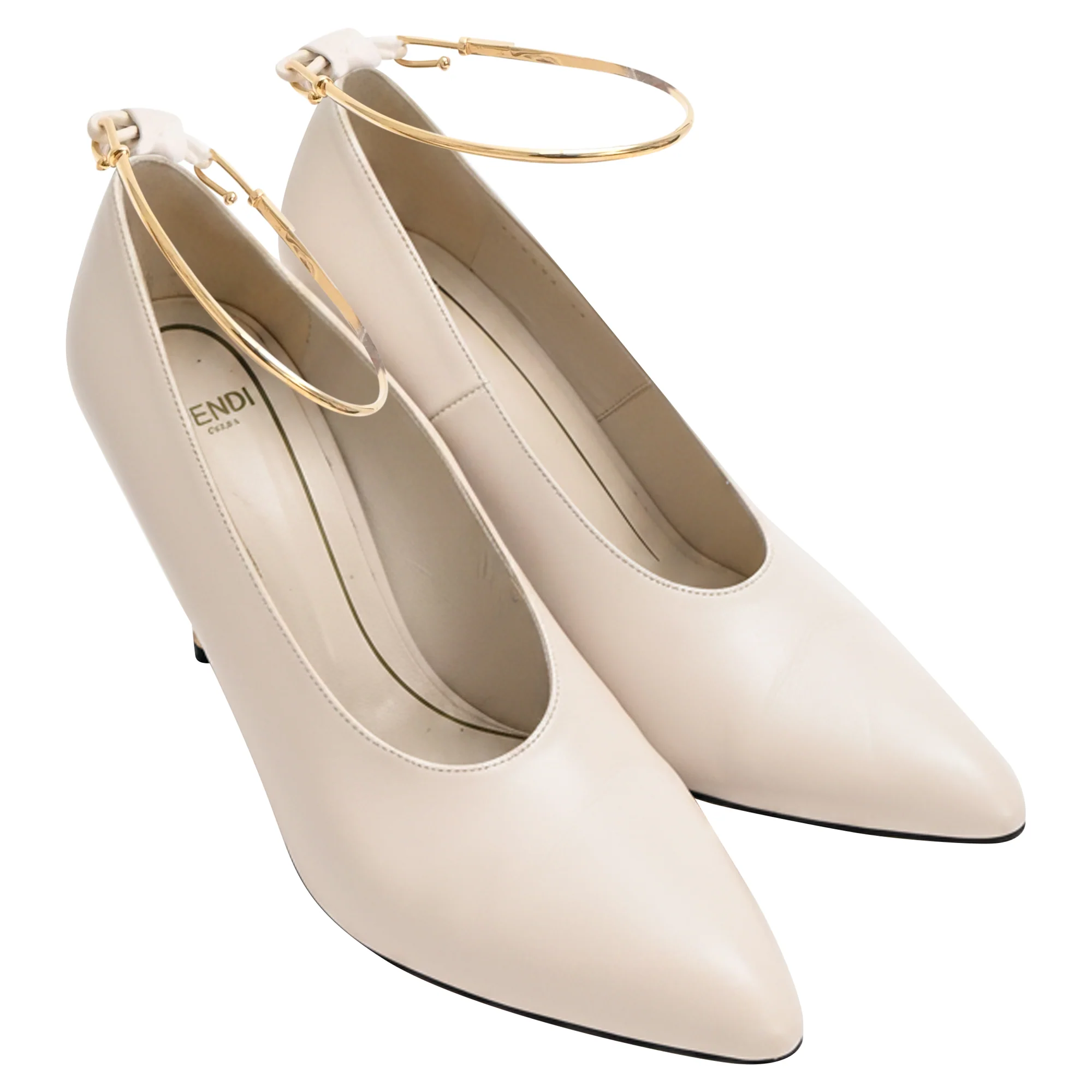 Women's Fendi Filo 95mm Pumps in Beige Leather - Image 4