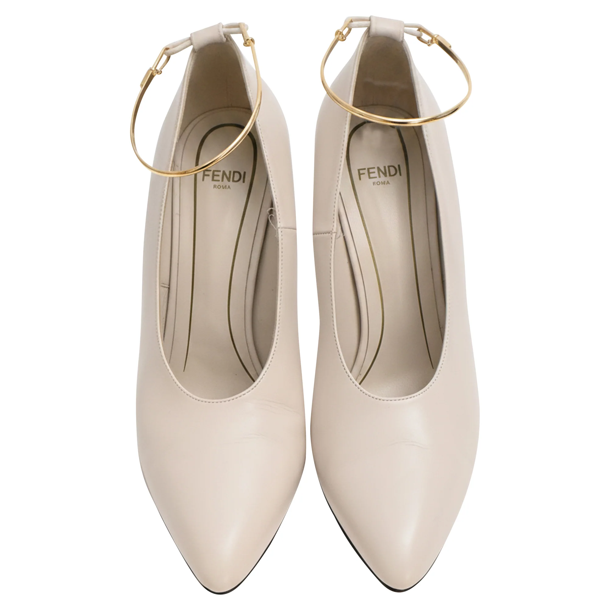 Women's Fendi Filo 95mm Pumps in Beige Leather - Image 5