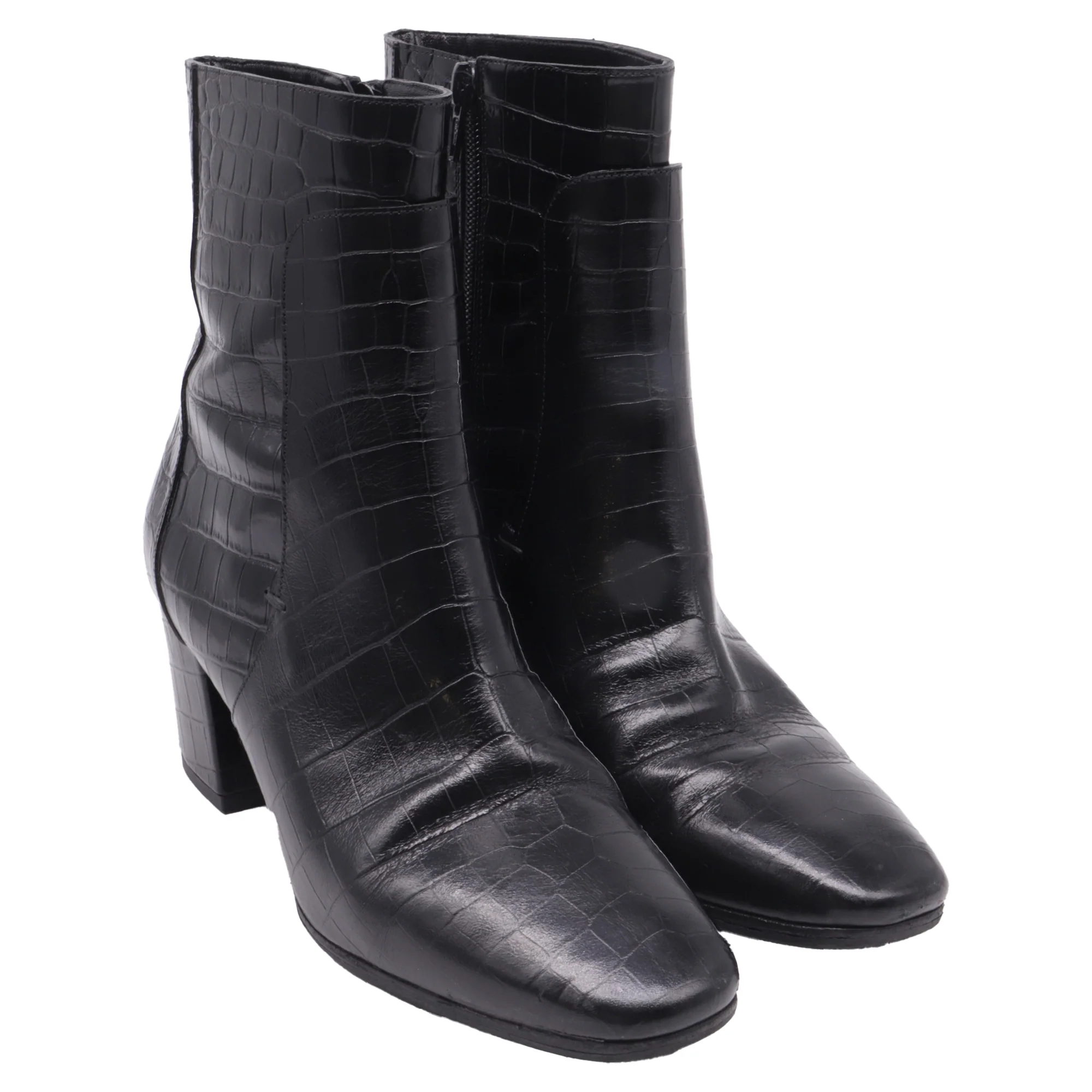 Women's Givenchy Crocodile Stamped Ankle Boots in Black Leather - Image 3