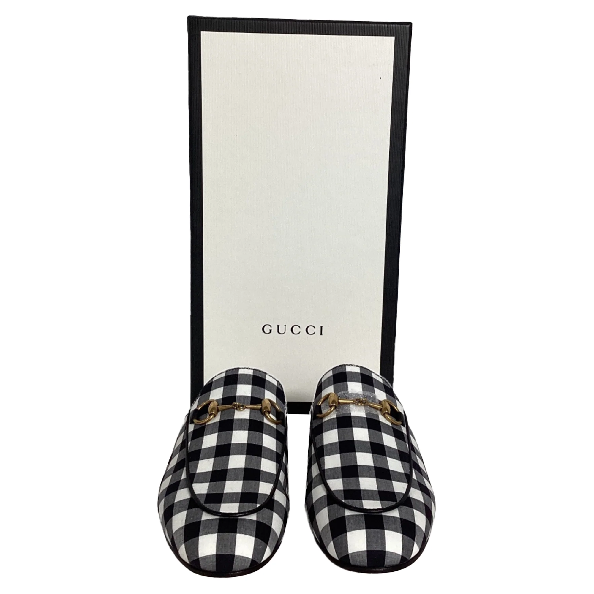 Women's Gucci Princetown Horsebit Check Mules in Multicolor Cotton - Image 5