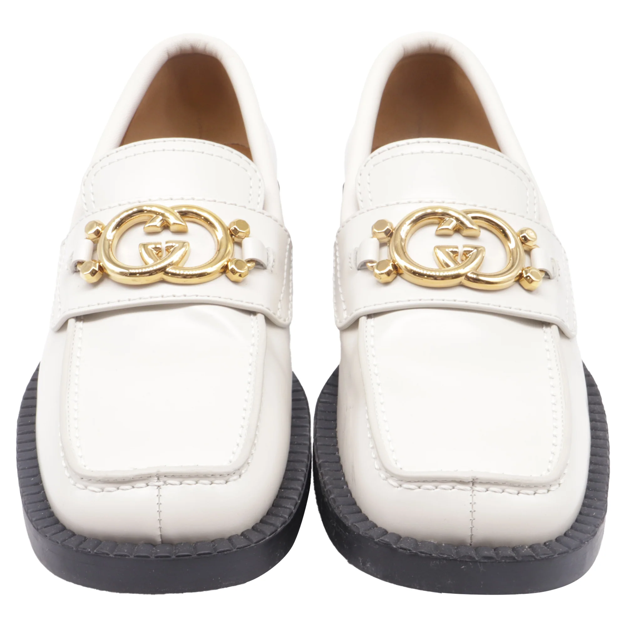 Women's Gucci Interlocking G Loafers in White Leather - Image 2