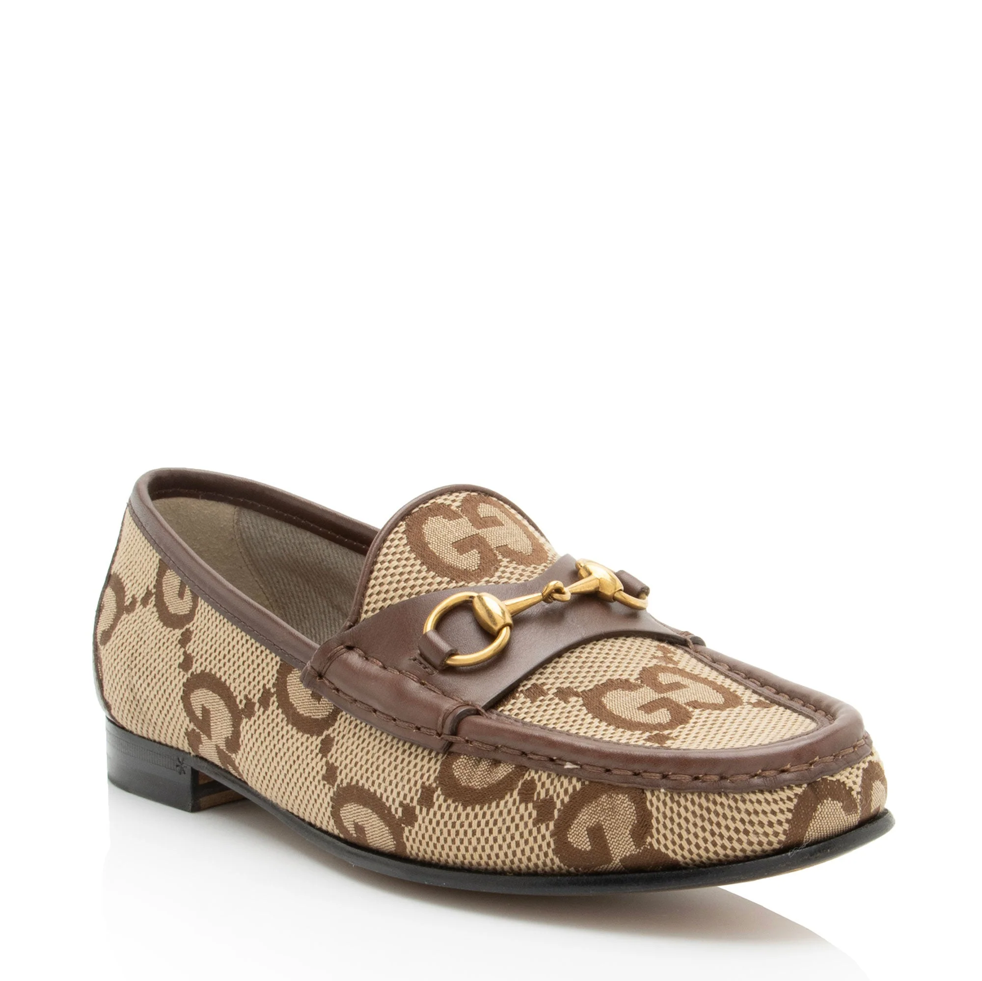 Women's Gucci Jumbo GG Canvas Horsebit Jordaan Loafers - Size 7 / 37