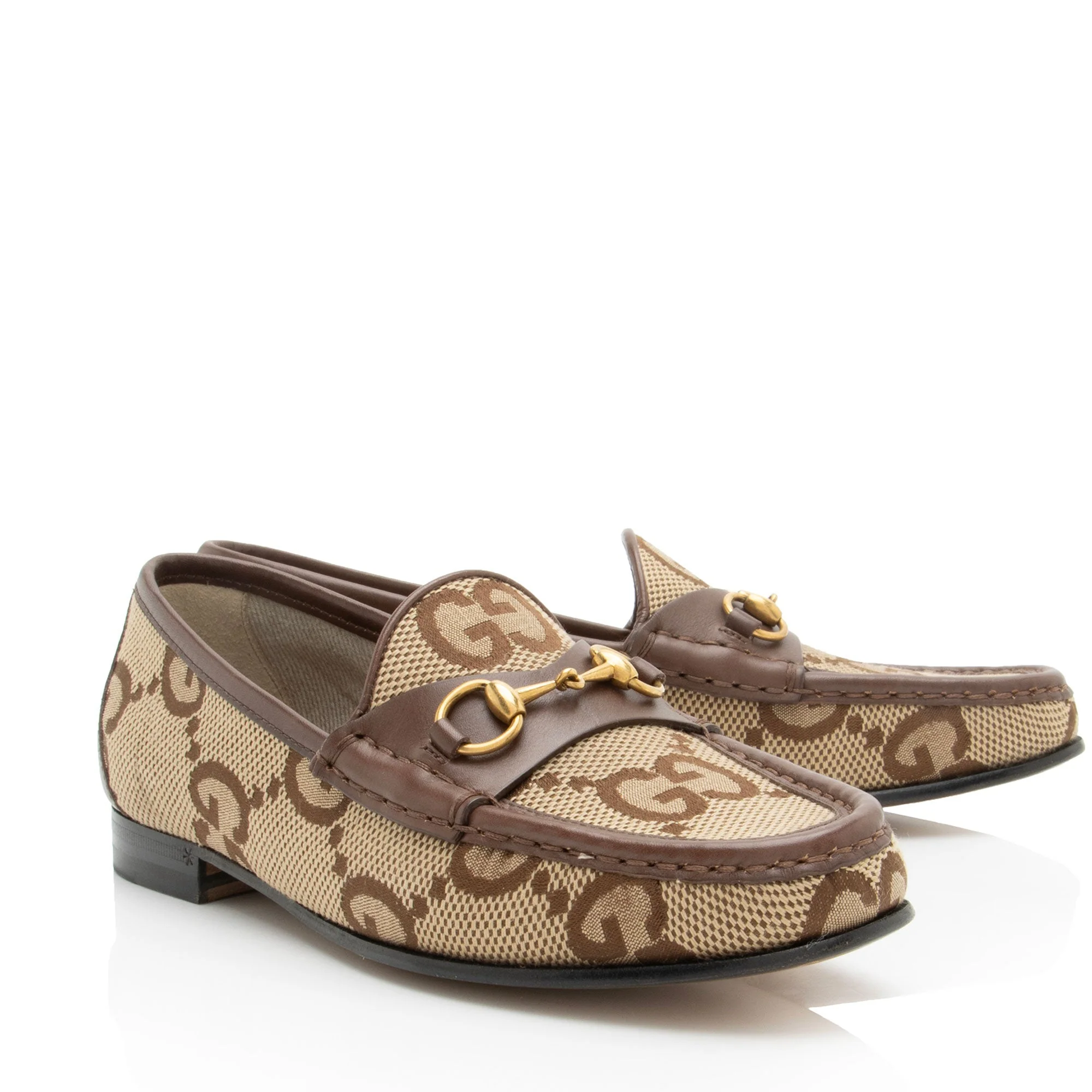 Women's Gucci Jumbo GG Canvas Horsebit Jordaan Loafers - Size 7 / 37 - Image 2