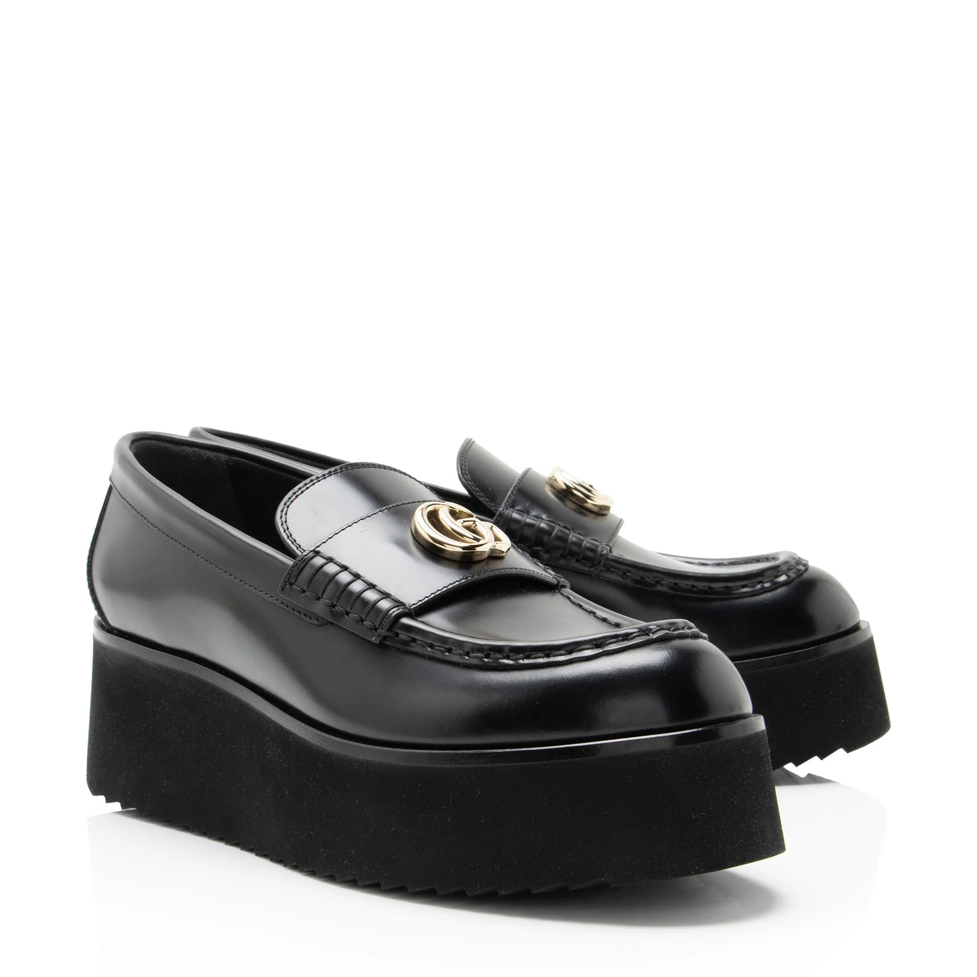 Women's Gucci Shiny Calfskin GG Creeper Platform Loafers - Size 7.5 / 37.5 - Image 2
