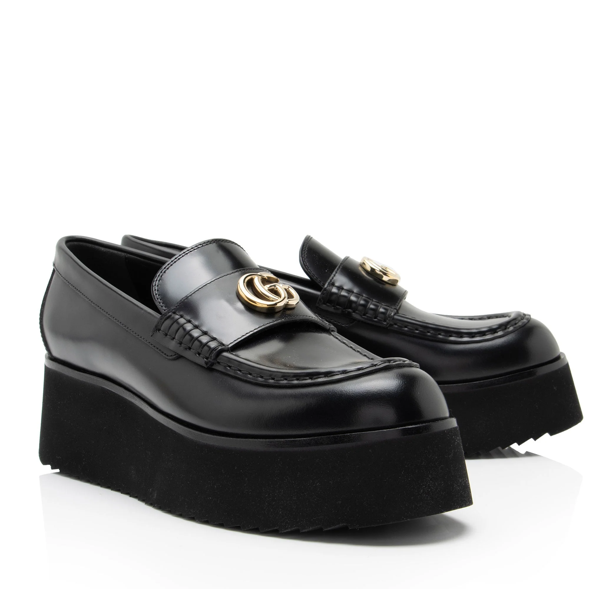 Women's Gucci Shiny Calfskin GG Creeper Platform Loafers - Size 9 / 39 - Image 2