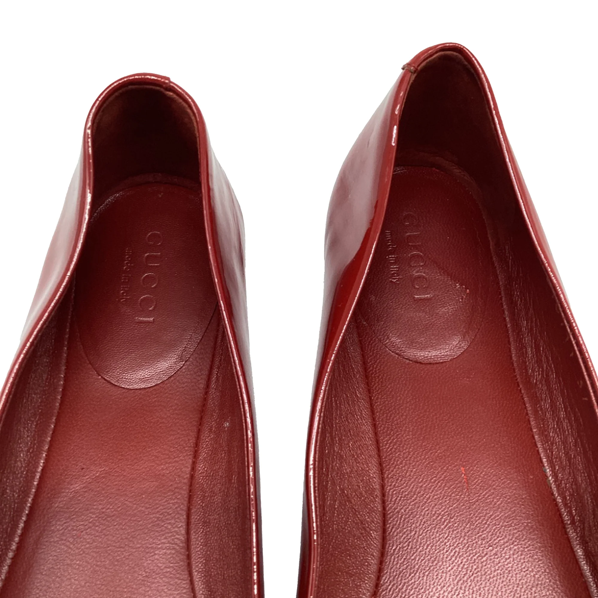Women's Gucci Studded GG Ballet Flats in Burgundy Patent Leather - Image 8