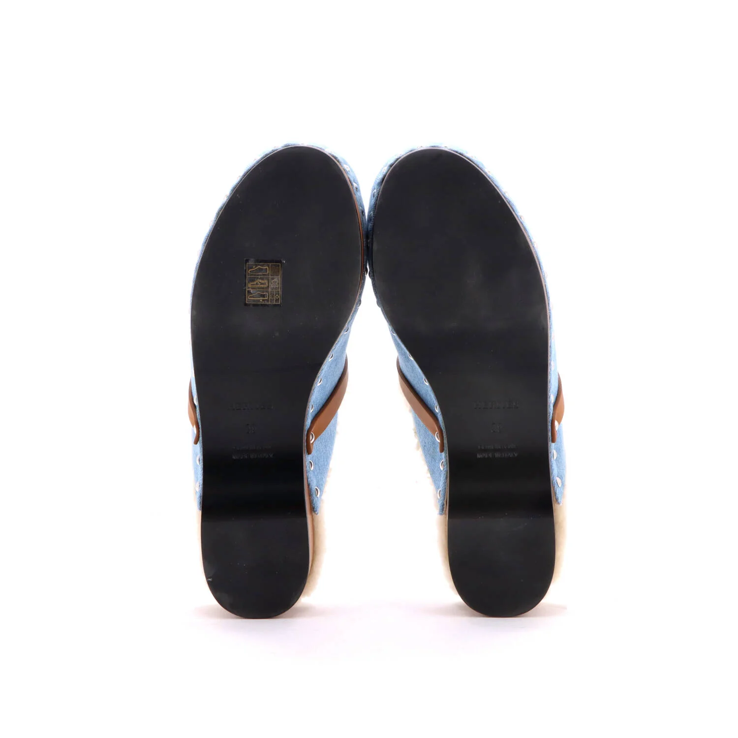 Women's Carlotta Mules Denim with Shearling - Image 4