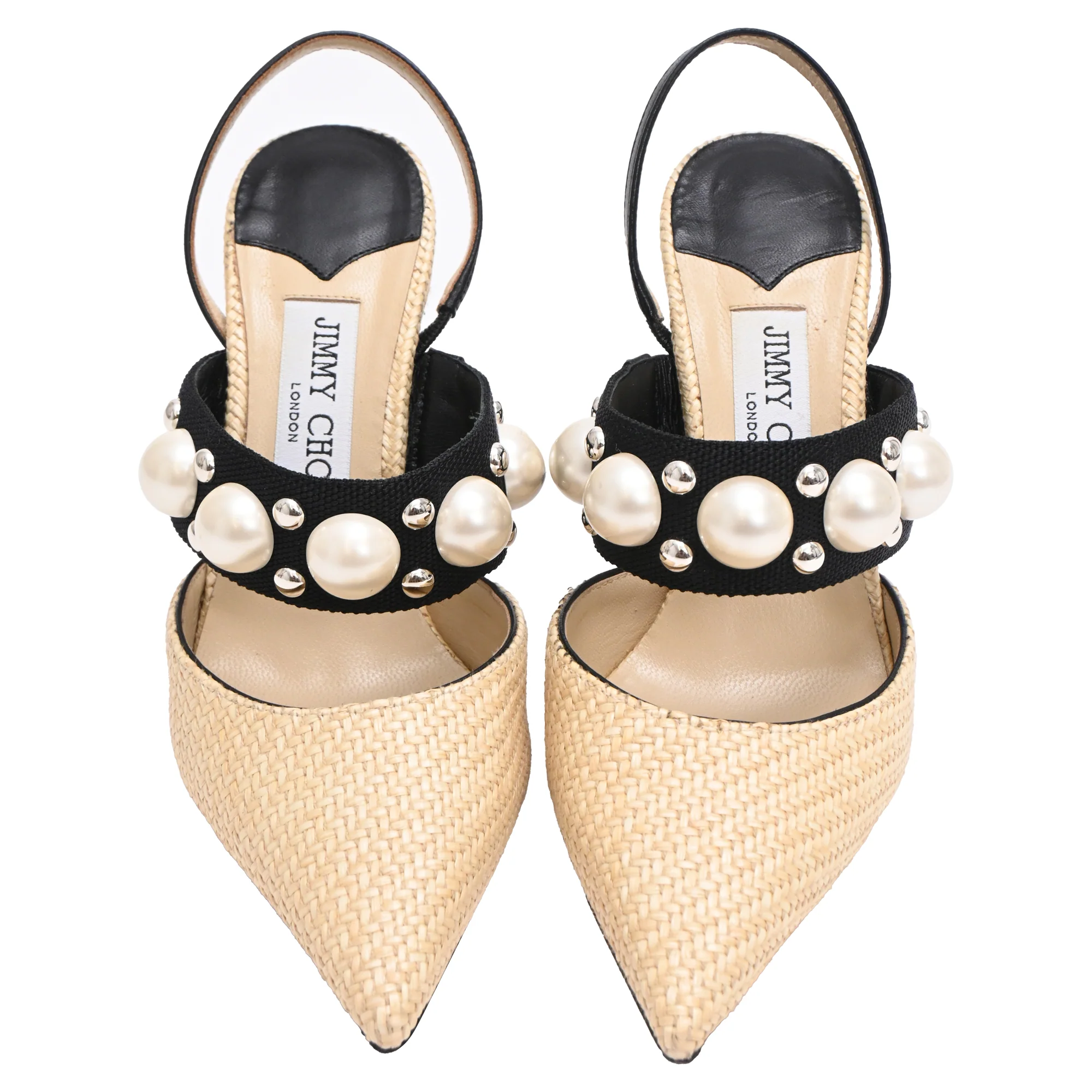 Women's Jimmy Choo Breslin 100 Pumps in Beige Raffia - Image 3