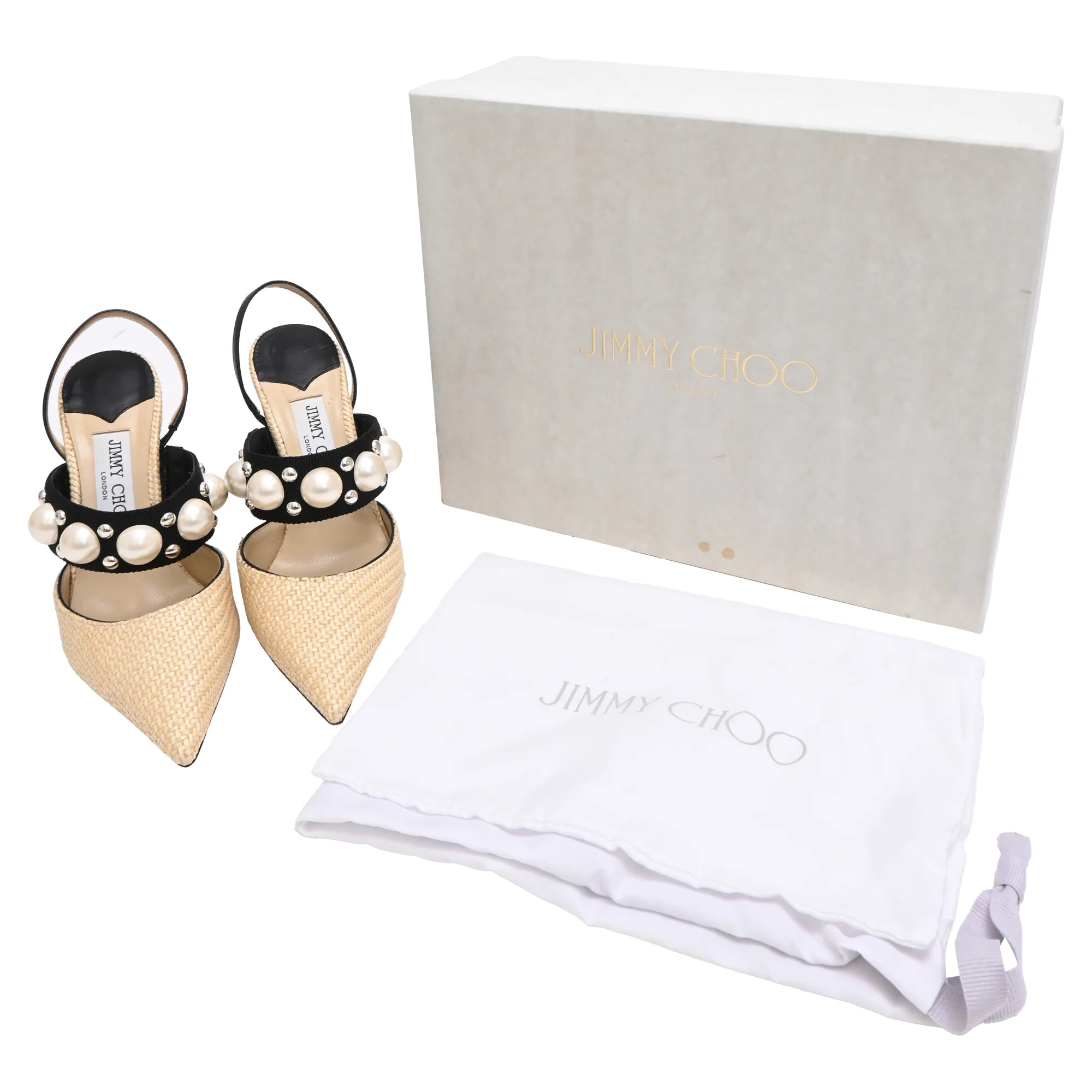 Women's Jimmy Choo Breslin 100 Pumps in Beige Raffia - Image 7