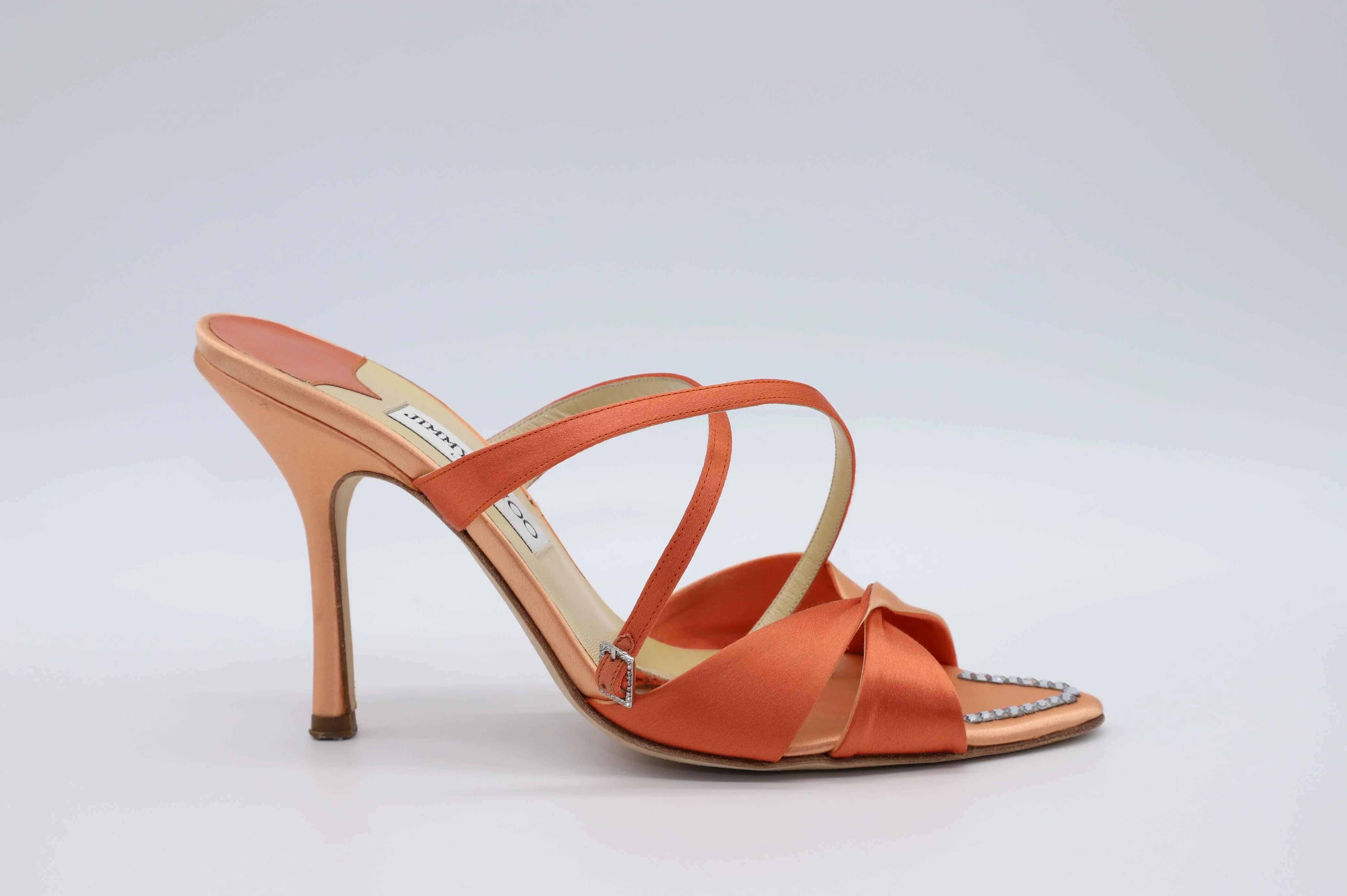 Women's Jimmy Choo Perfect-F Heel Sandals in Peach Satin - Image 10