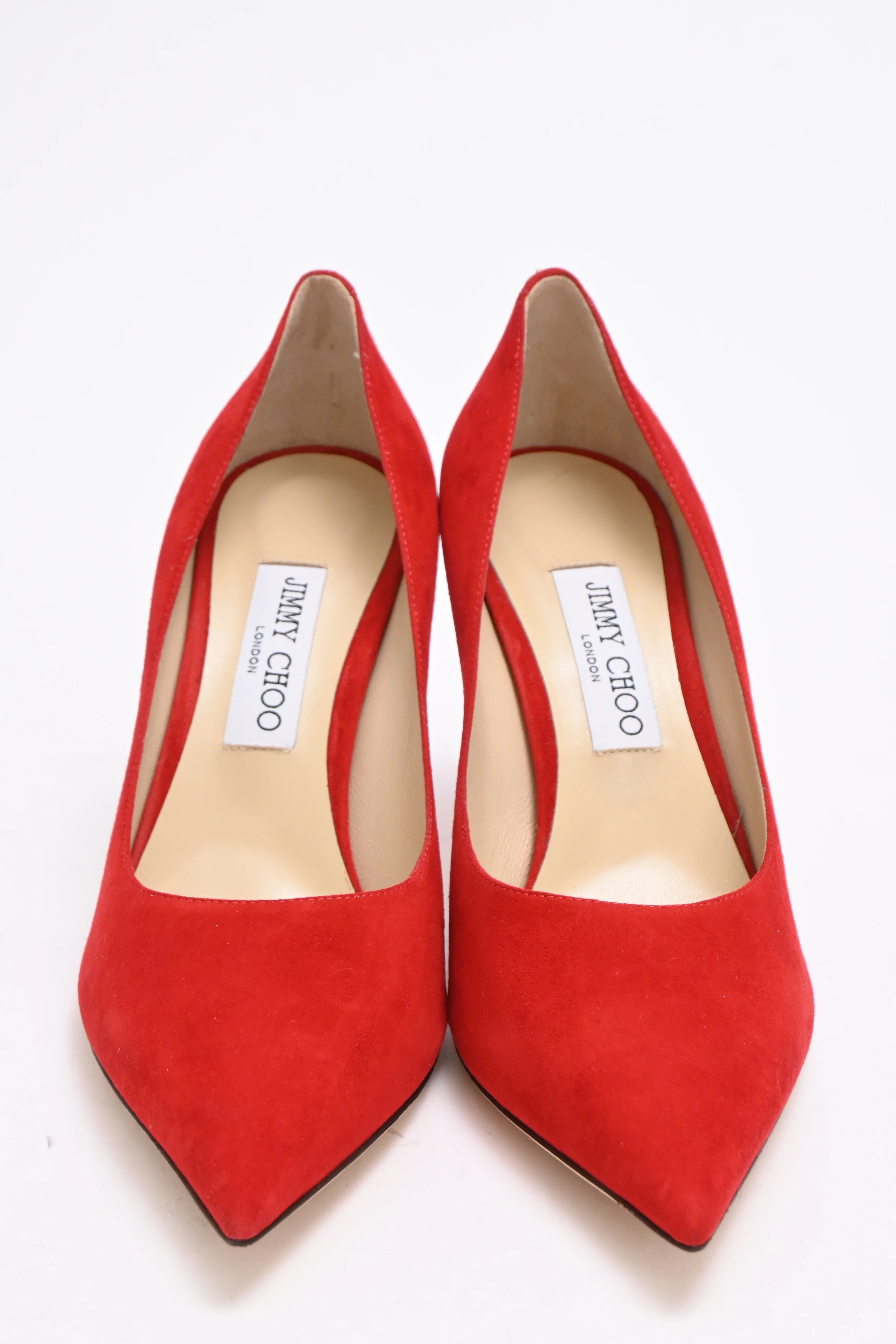 Women's Jimmy Choo Pointed-Toe Pumps in Red Suede - Image 10