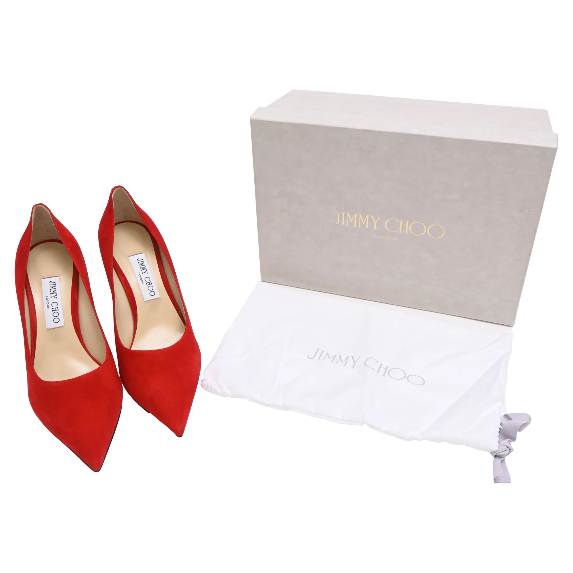 Women's Jimmy Choo Pointed-Toe Pumps in Red Suede - Image 7