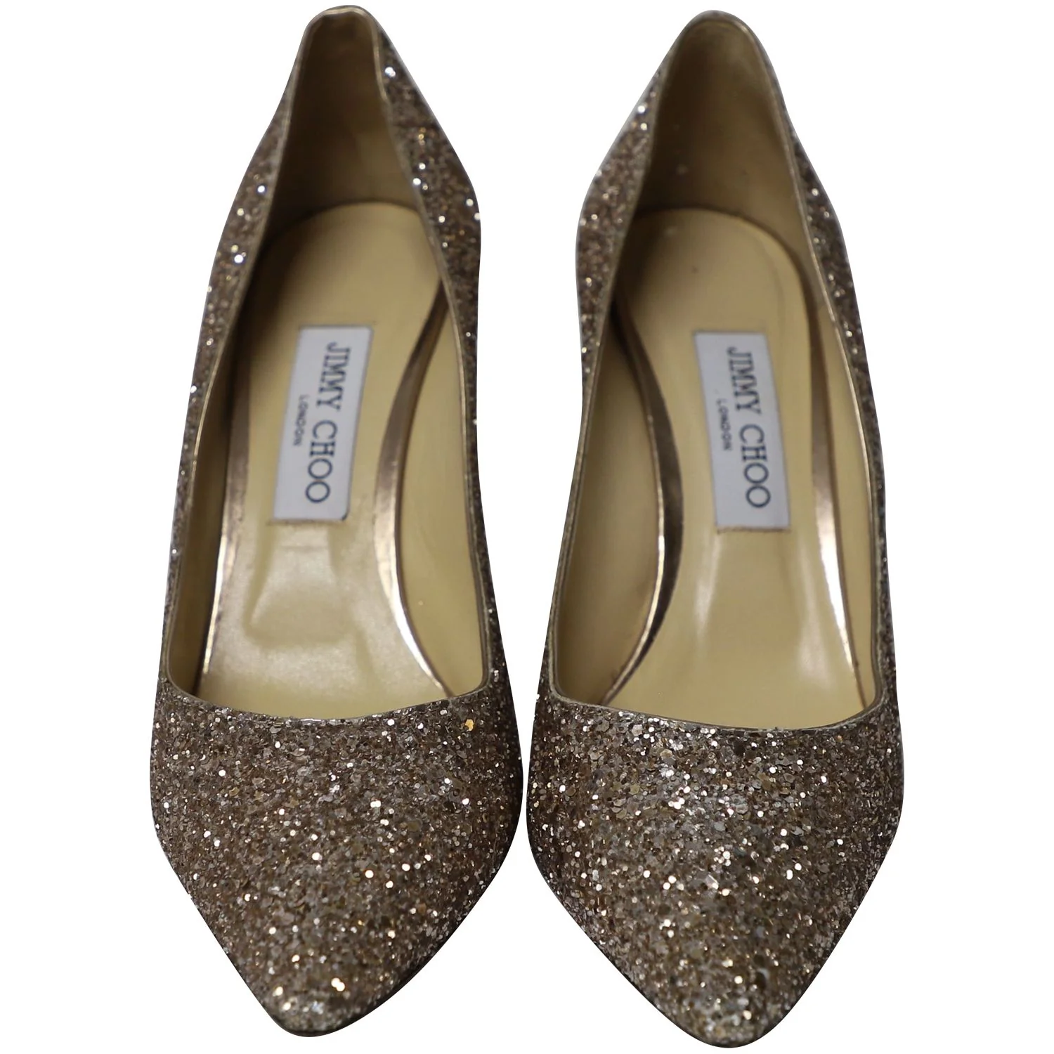 Women's Jimmy Choo Romy Pumps in Gold Glitter Tulle - Image 2