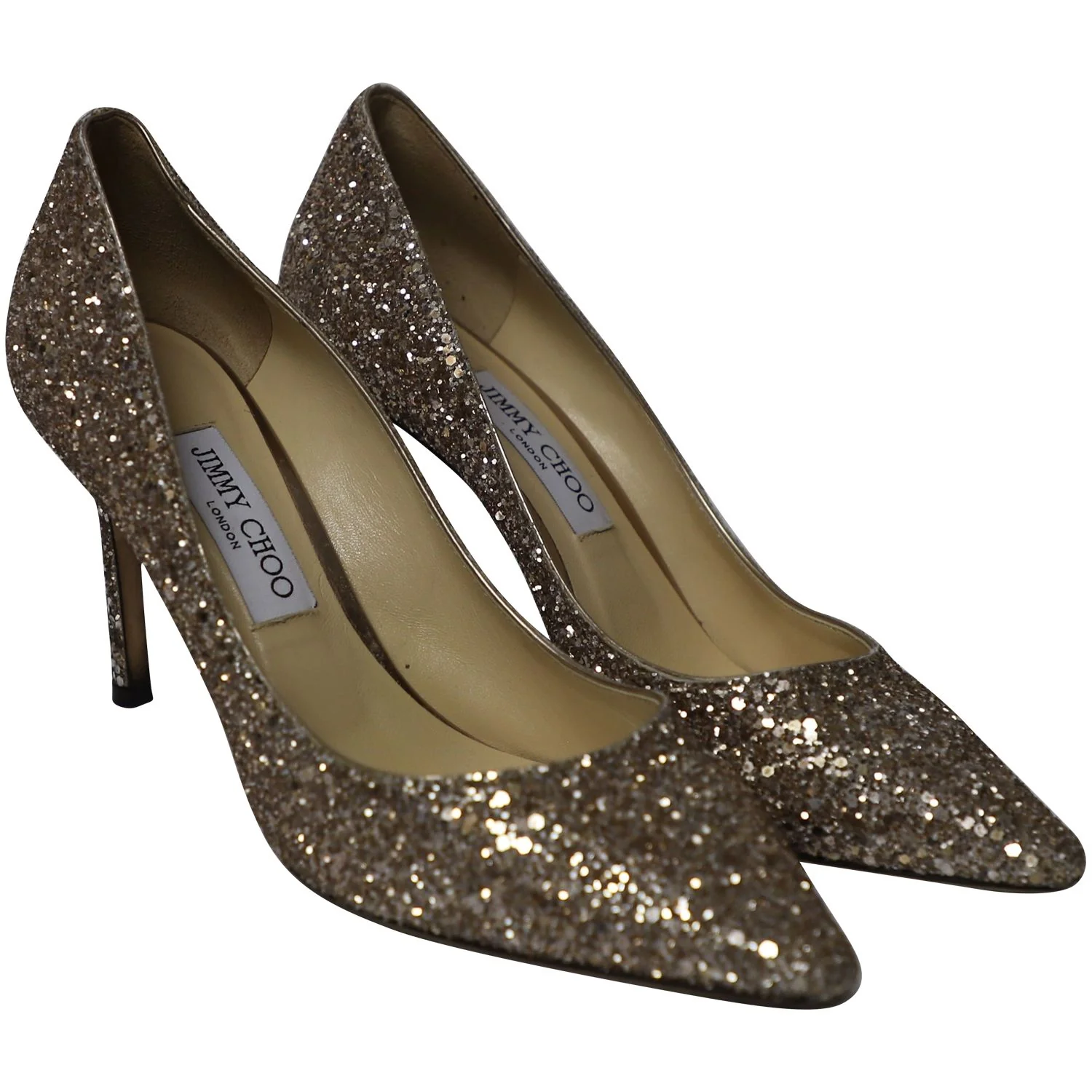 Women's Jimmy Choo Romy Pumps in Gold Glitter Tulle - Image 3