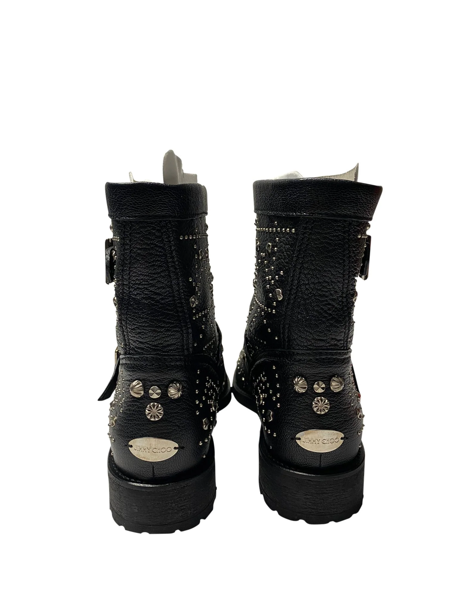 Women's Jimmy Choo Youth Studded Biker Boots in Black Leather - Image 4