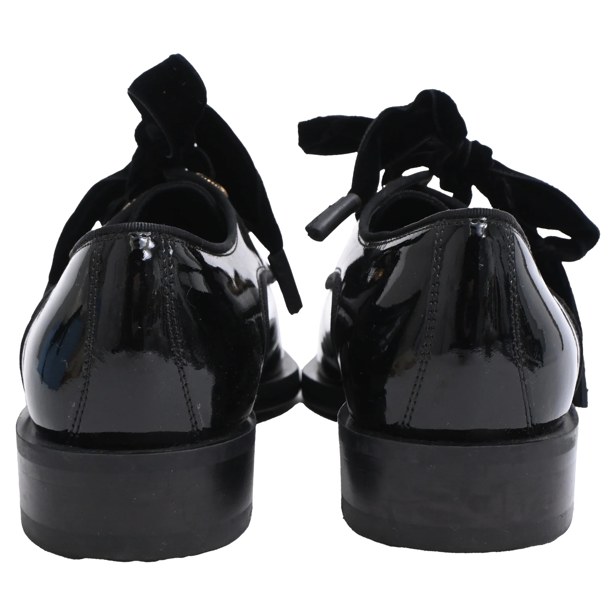 Women's Lanvin Pointed-Toe Lace-Up Derby Shoes in Black Patent Leather - Image 3