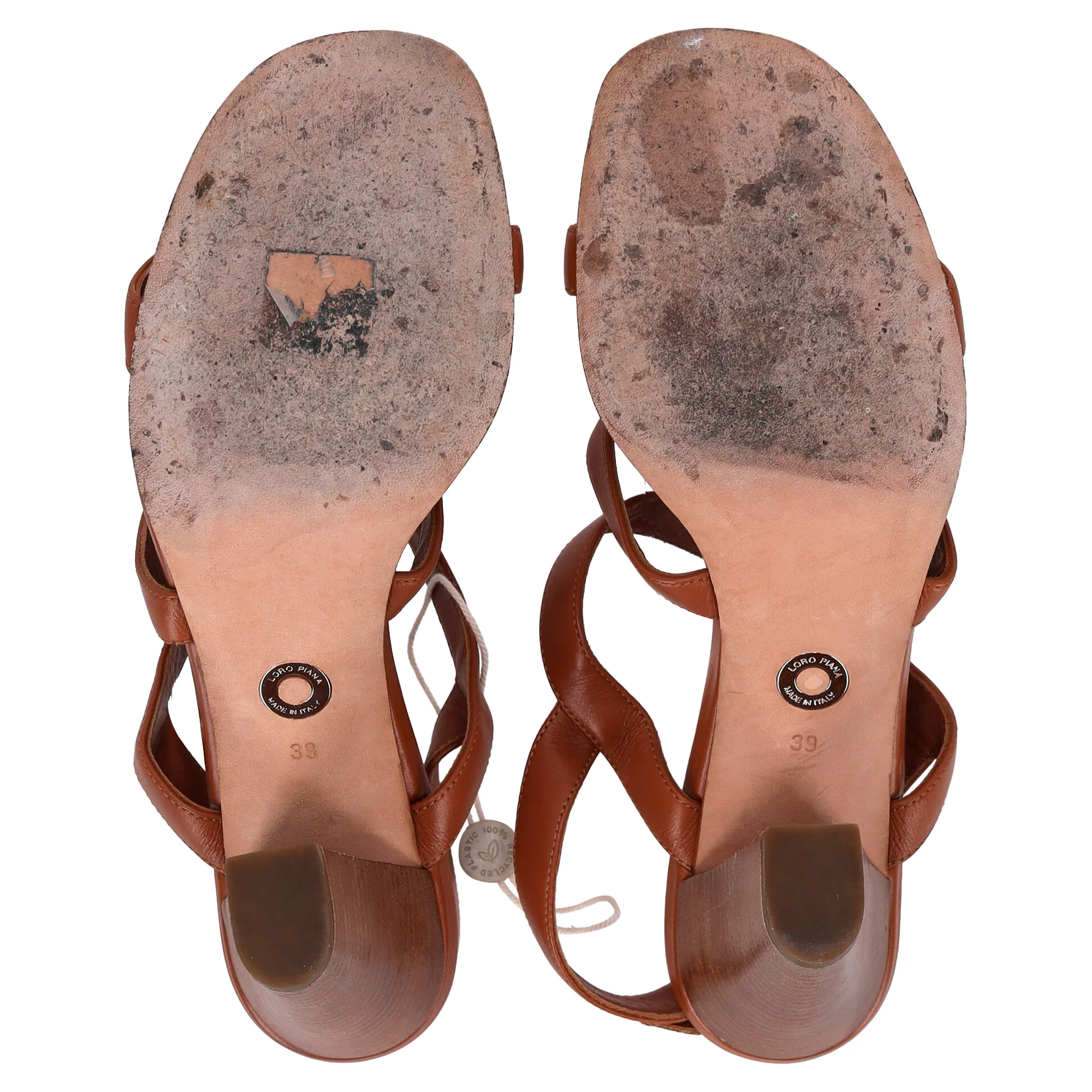 Women's Loro Piana Ankle Strap Sandals in Brown Leather - Image 6