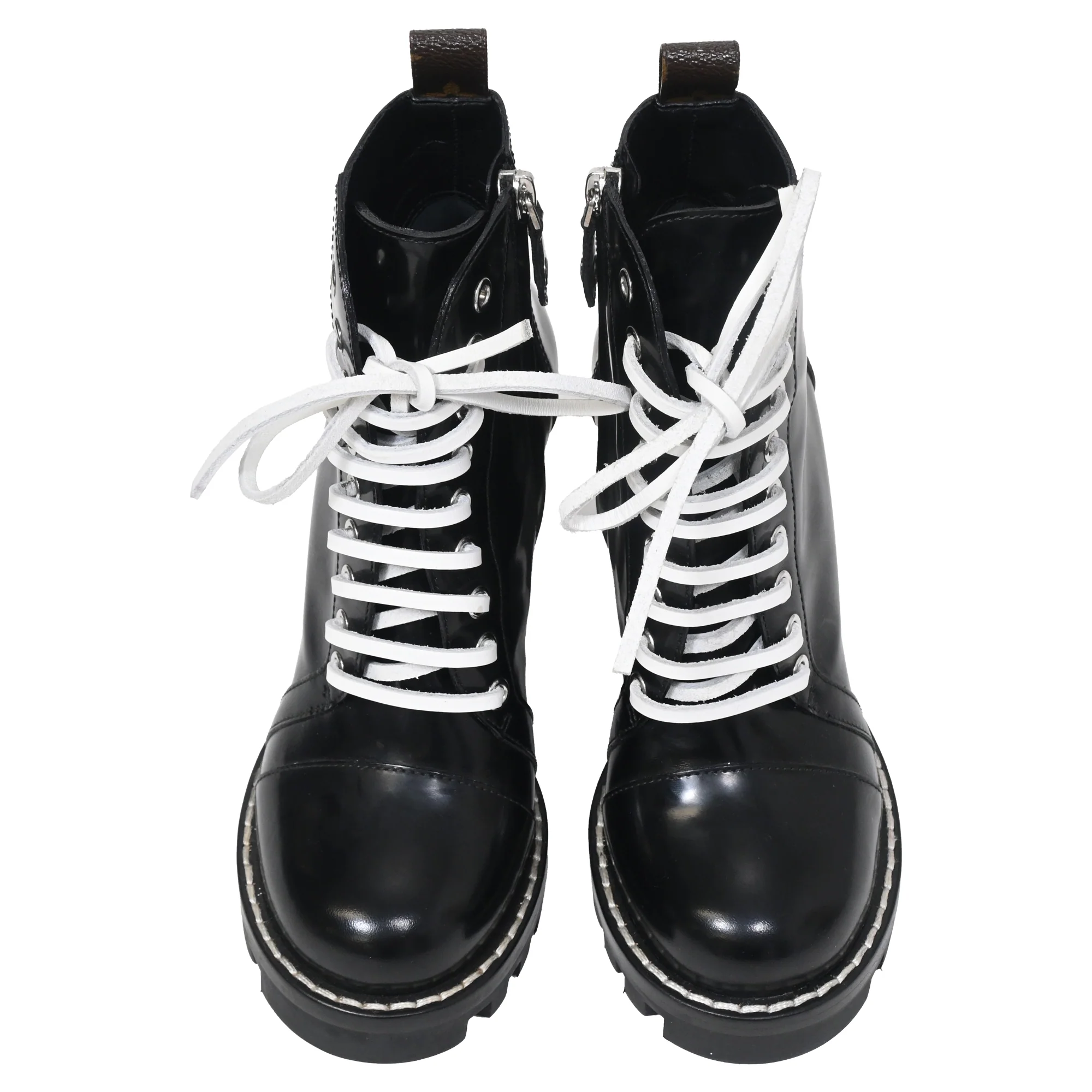 Women's Louis Vuitton Star Trail Laced Zipped Platform Boots in Black Leather - Image 5