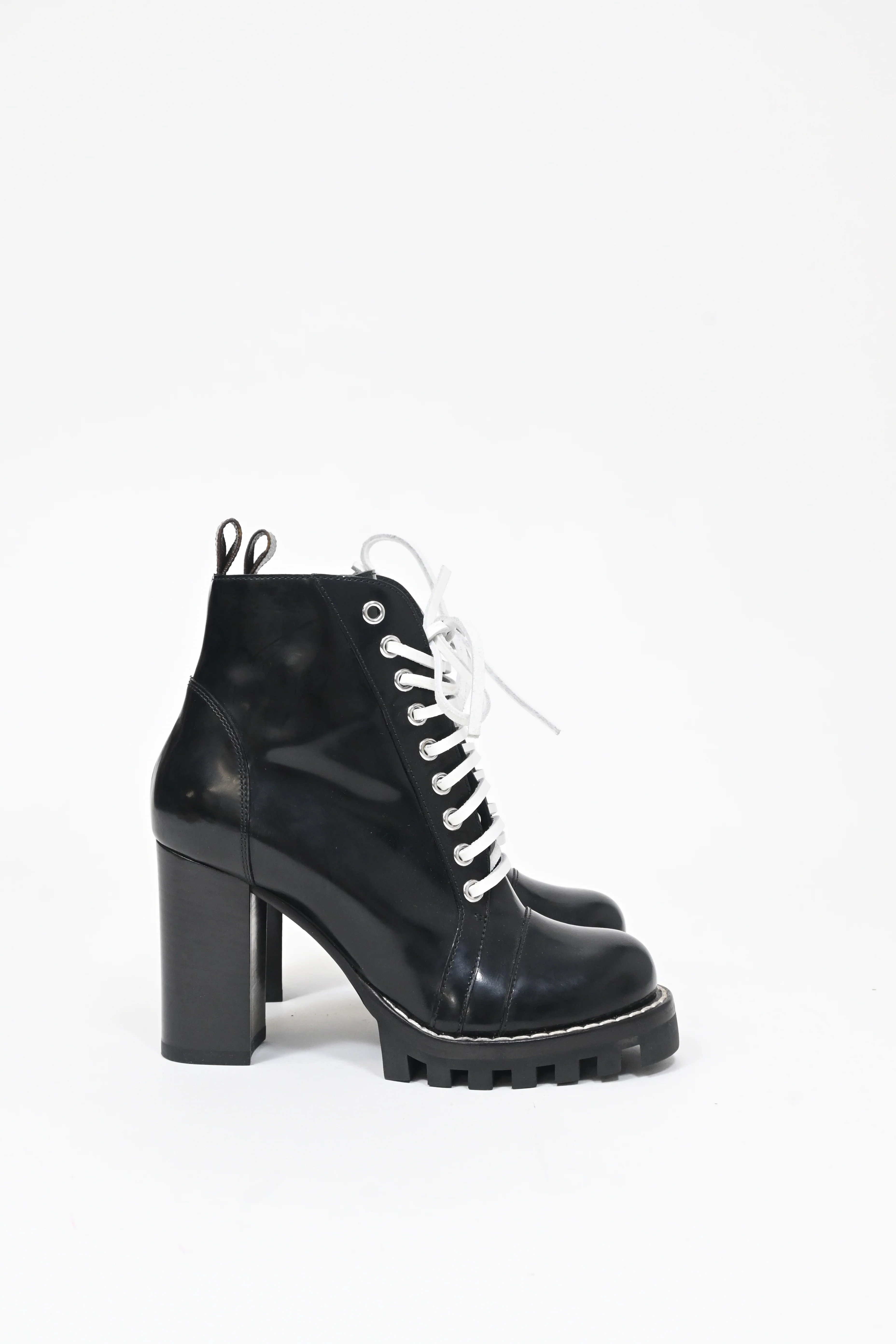Women's Louis Vuitton Star Trail Laced Zipped Platform Boots in Black Leather - Image 7
