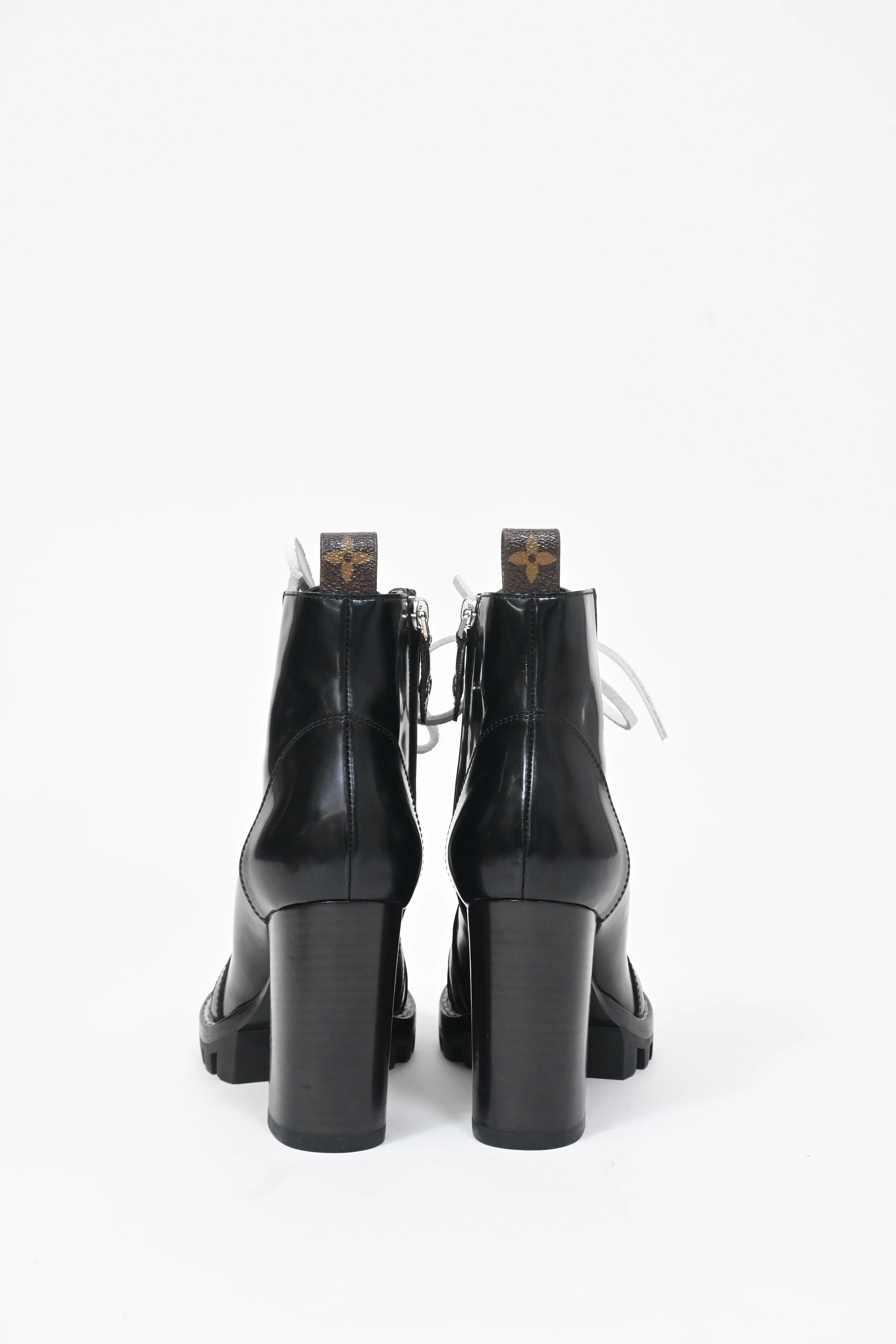 Women's Louis Vuitton Star Trail Laced Zipped Platform Boots in Black Leather - Image 9