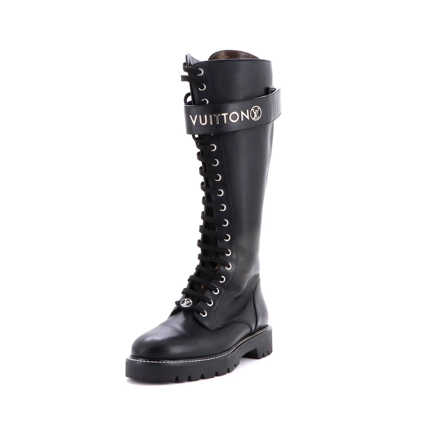 Women's Logo Territory Flat High Ranger Boots Leather with Monogram Canvas