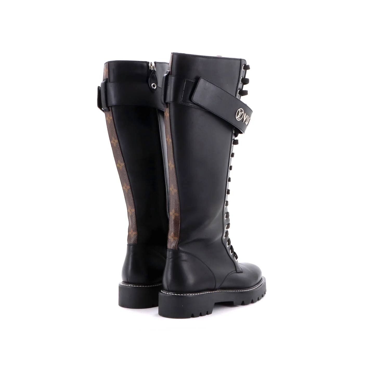 Women's Logo Territory Flat High Ranger Boots Leather with Monogram Canvas - Image 3