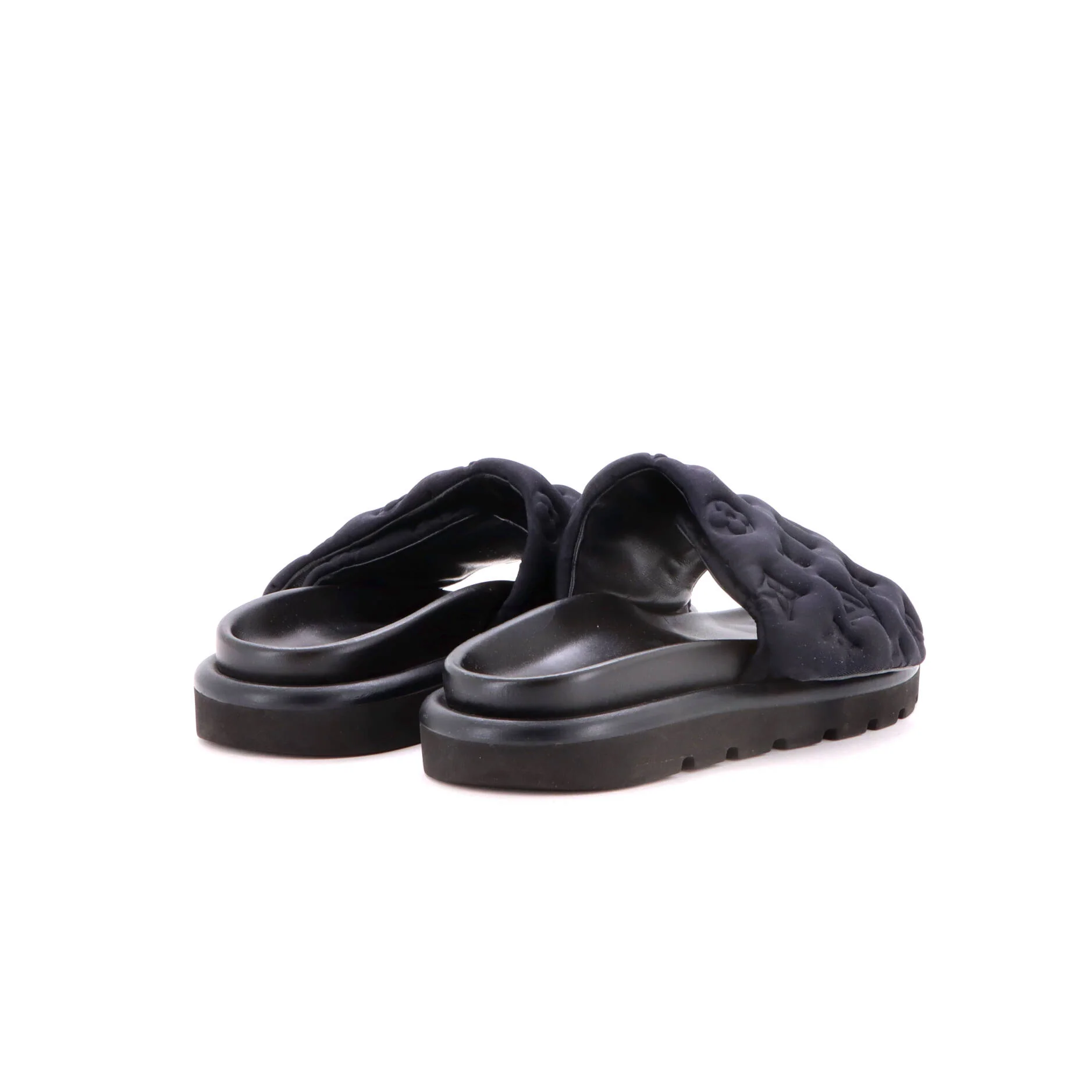 Women's Pool Pillow Comfort Mule Sandals Monogram Puffer Fabric - Image 3