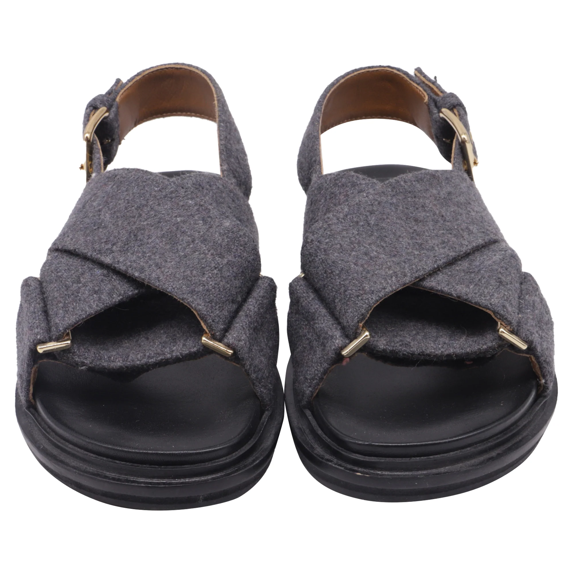 Women's Marni Fussbett Slingback Sandals in Grey Wool - Image 2