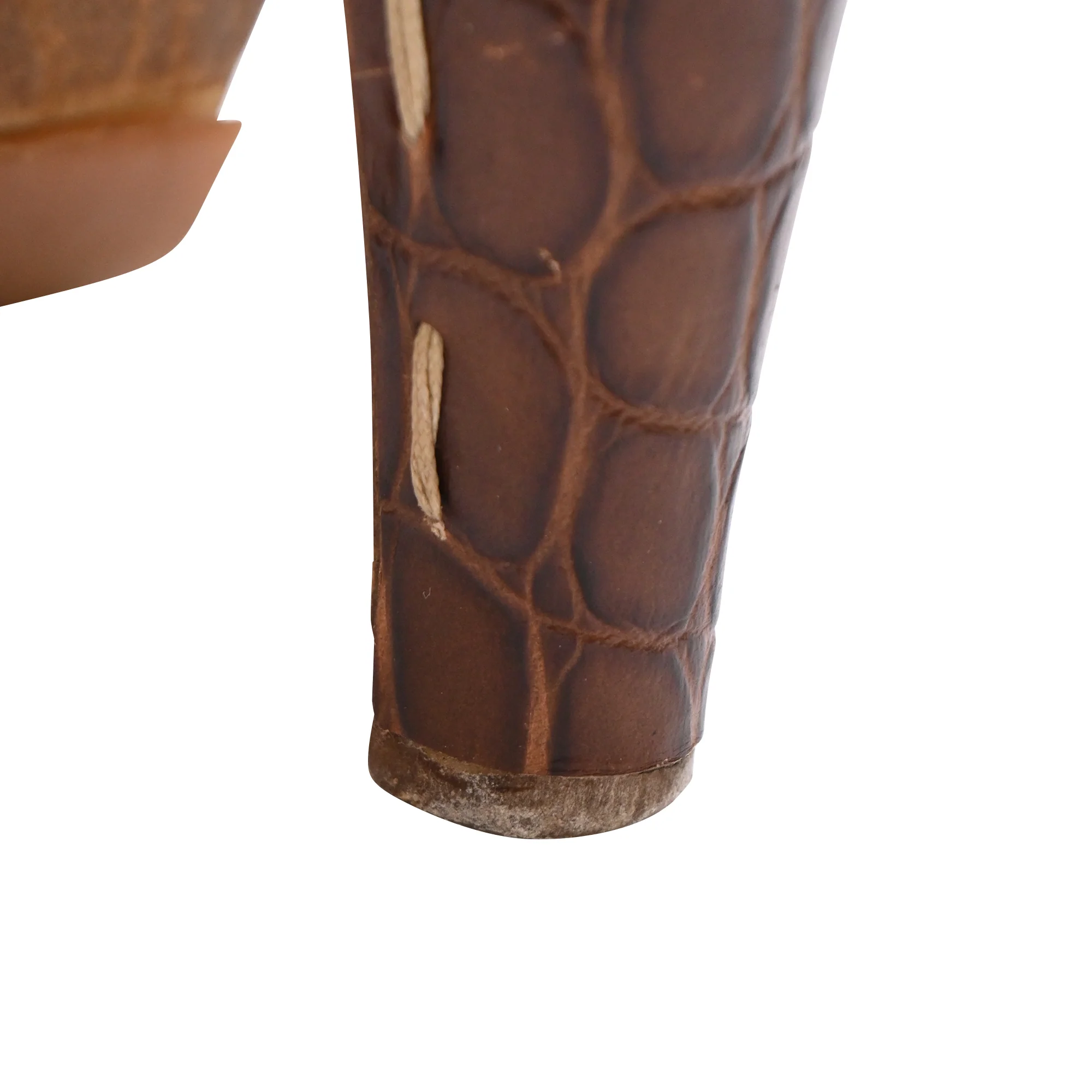 Women's Miu Miu Croc Embossed Clog Platform Sandals in Brown Leather - Image 9