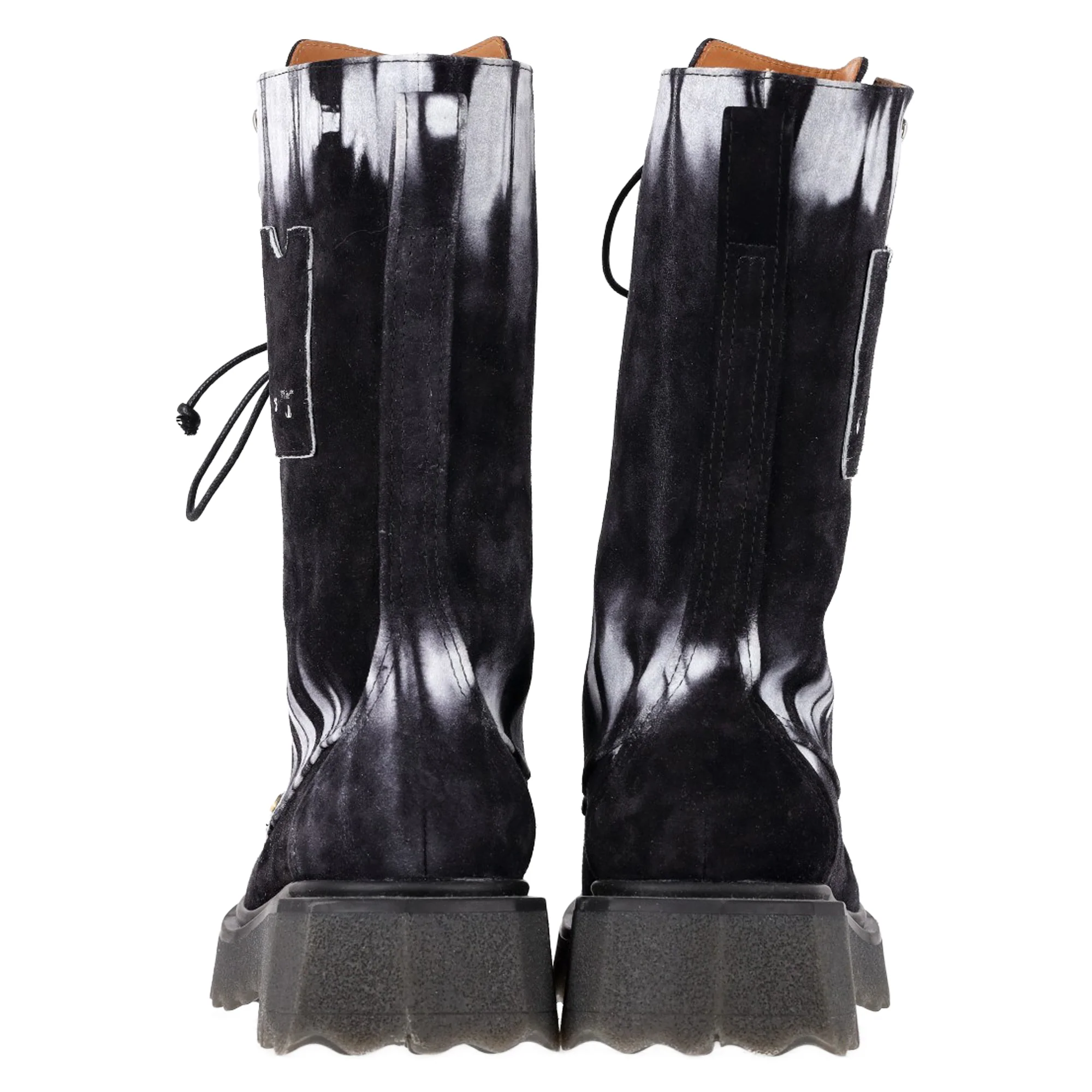 Women's Off-White Tie Dye Sponge Combat Boots in Black Suede - Image 5