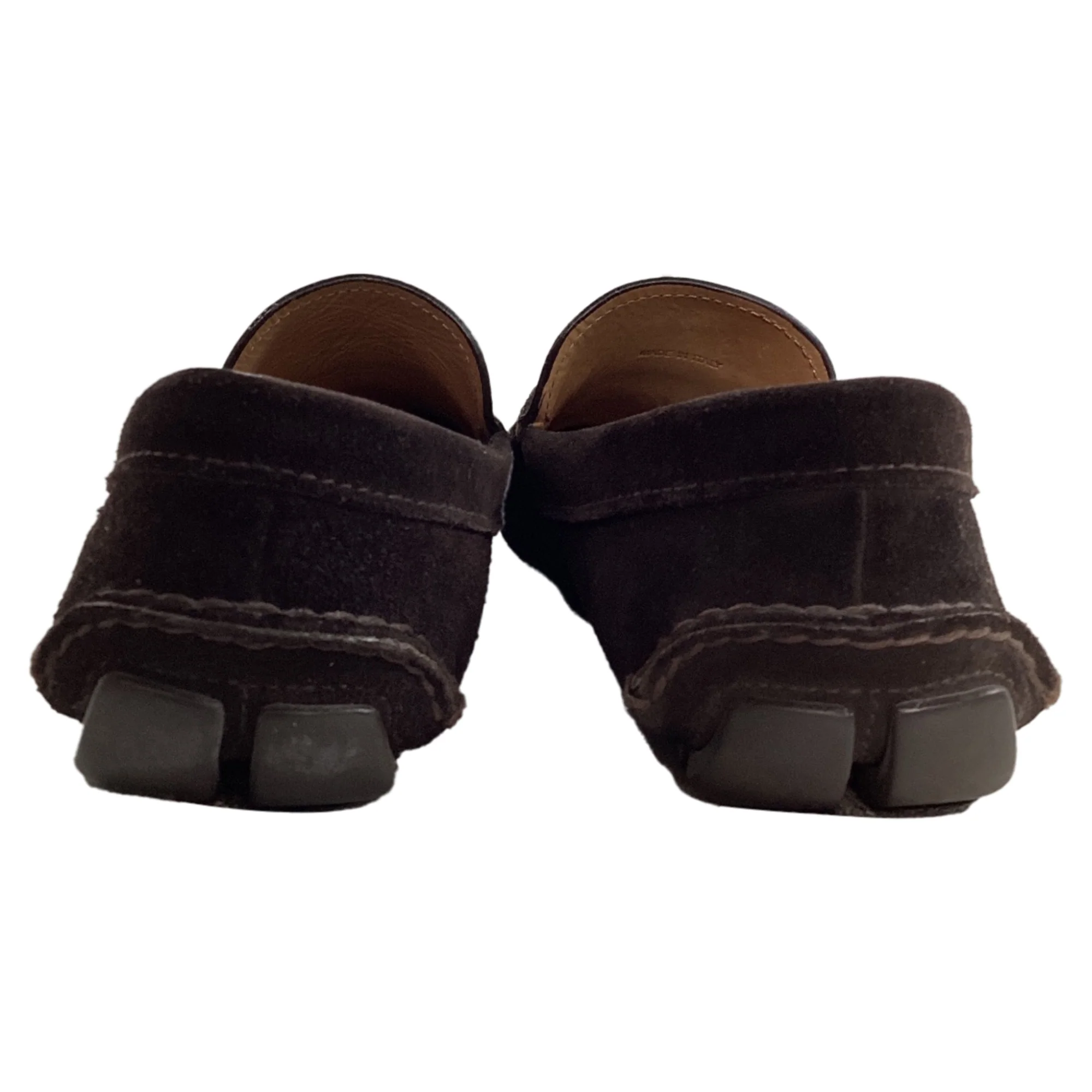 Men's Prada Logo Penny Driver Loafers in Brown Suede - Image 3