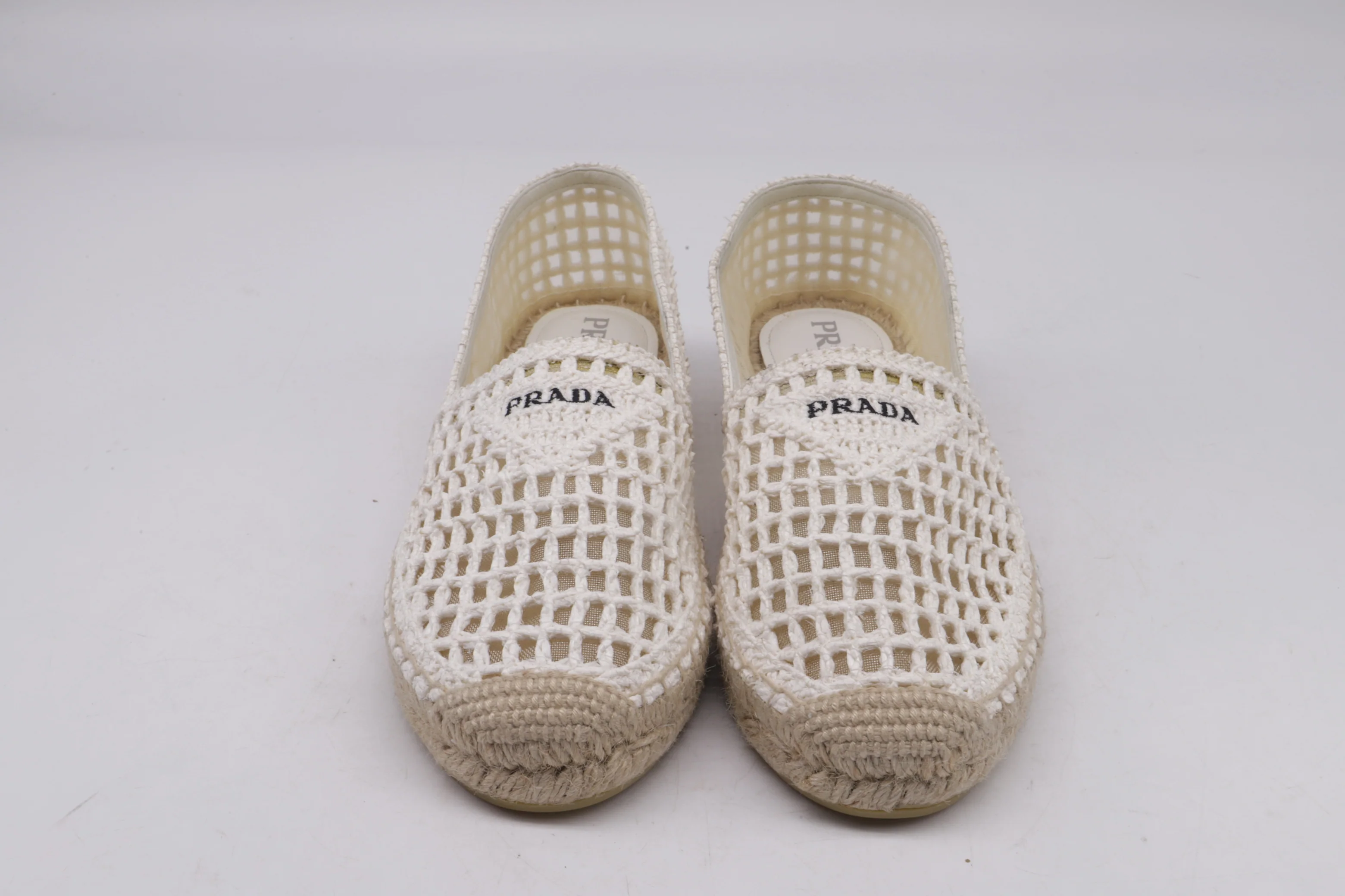 Women's Prada Rafia Logo Espadrilles in White Raffia - Image 10