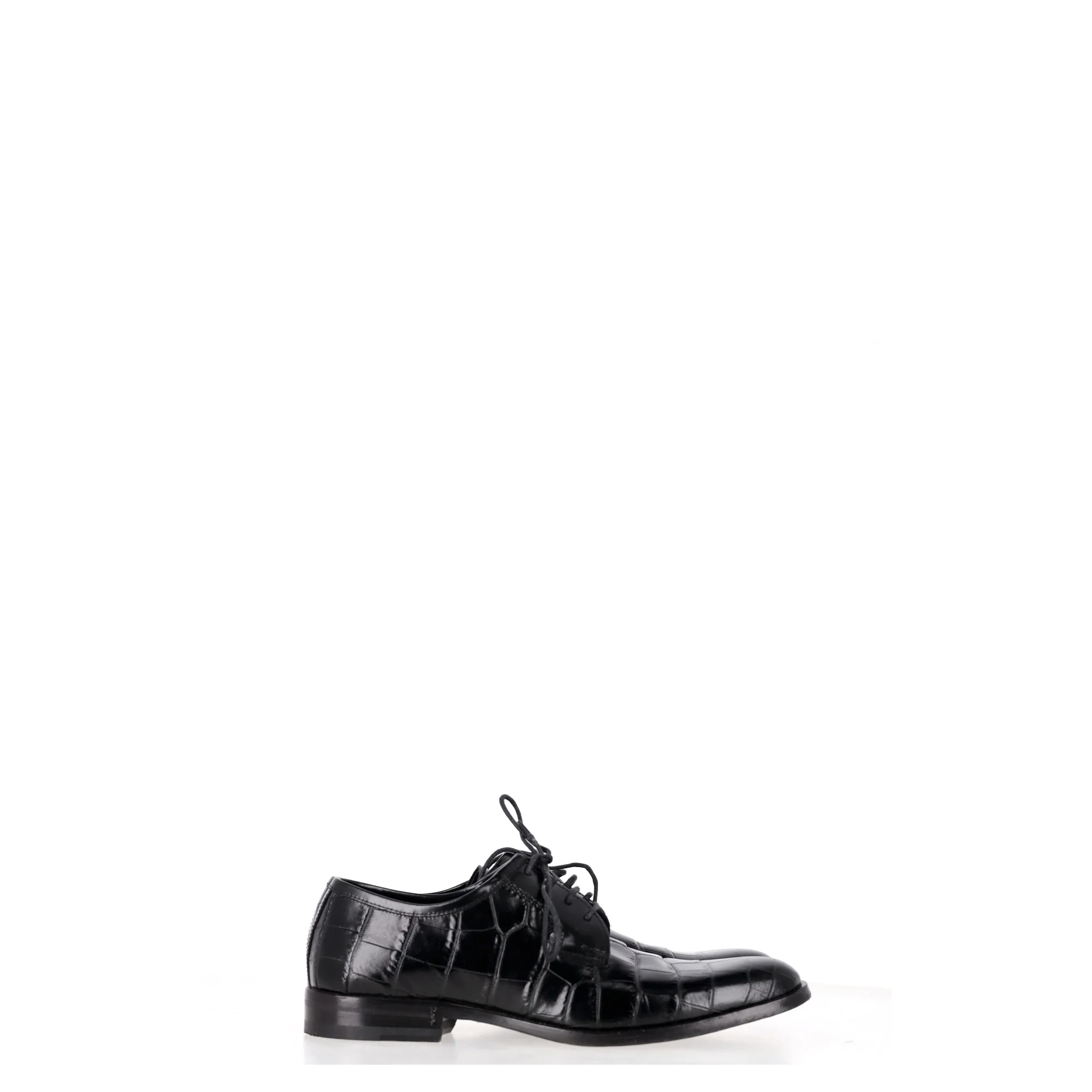 Men's Saint Laurent Croc Embossed Lace Up Oxfords in Black Leather - Image 7