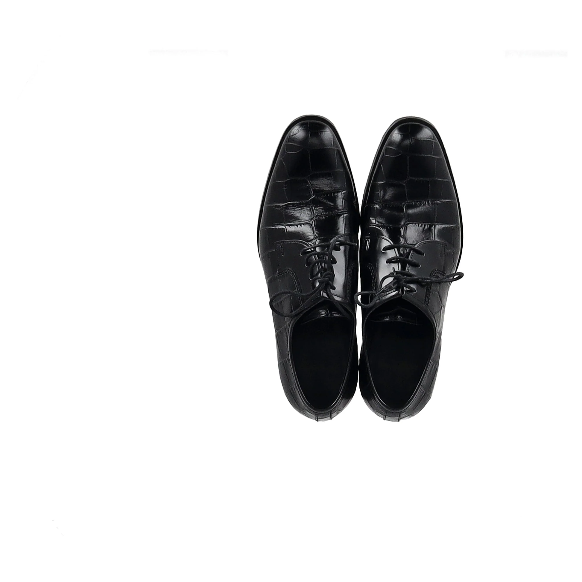 Men's Saint Laurent Croc Embossed Lace Up Oxfords in Black Leather - Image 9