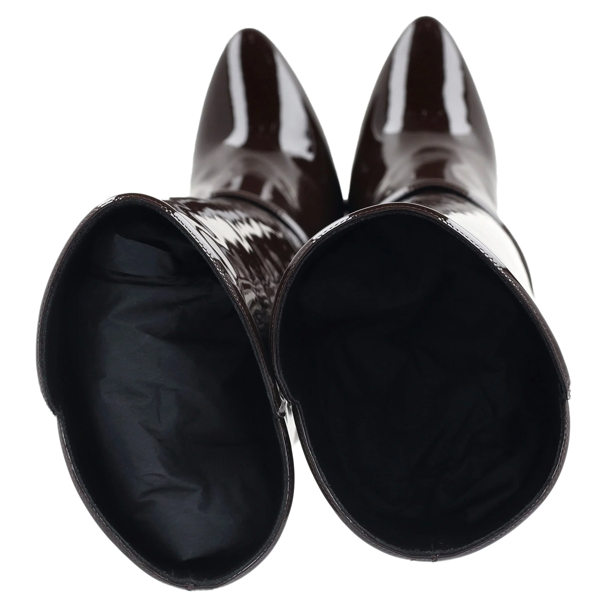 Women's Saint Laurent Jane Knee-High Boots in Brown Patent-Leather - Image 6