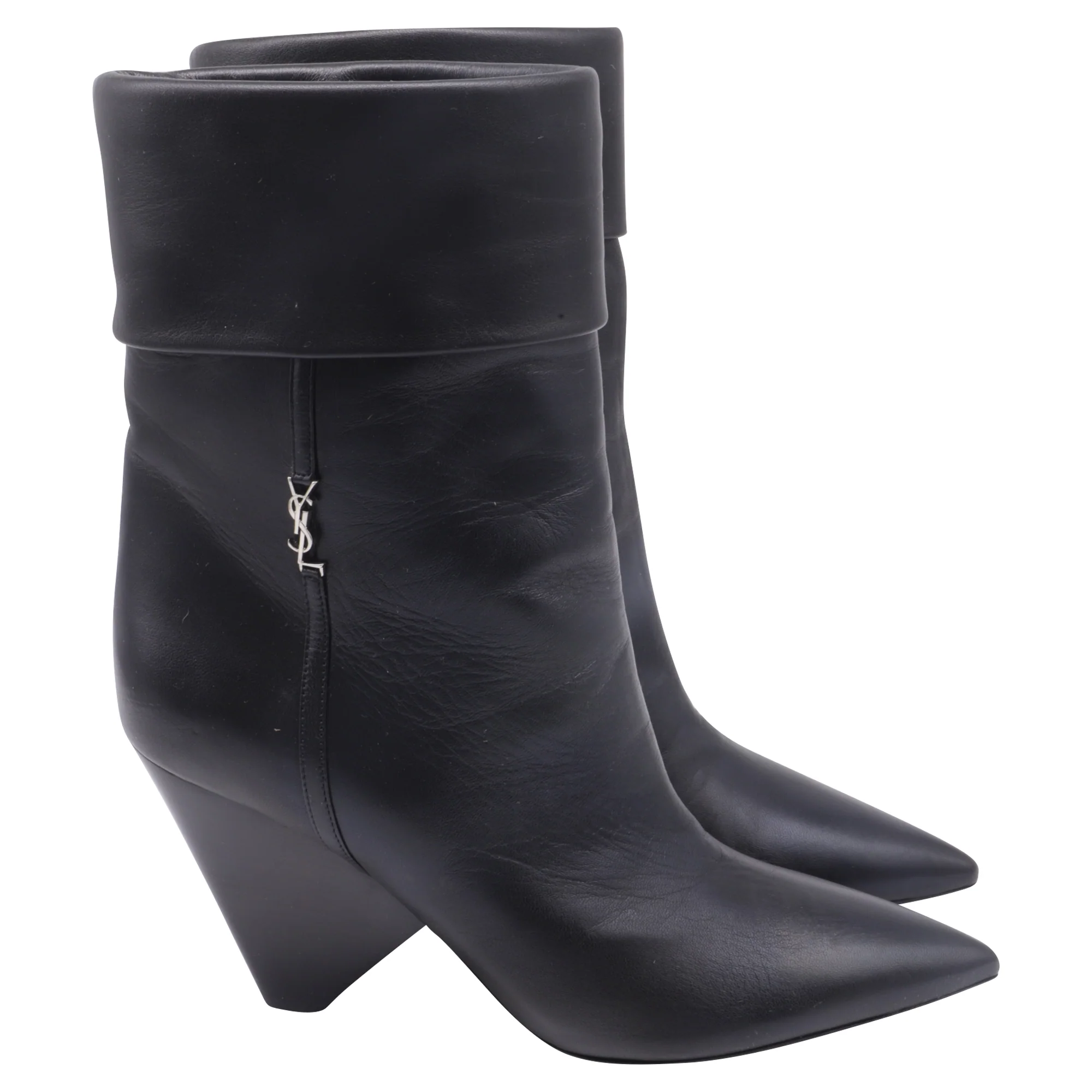 Women's Saint Laurent Niki 85 Wedge Ankle Boots in Black Leather - Image 2