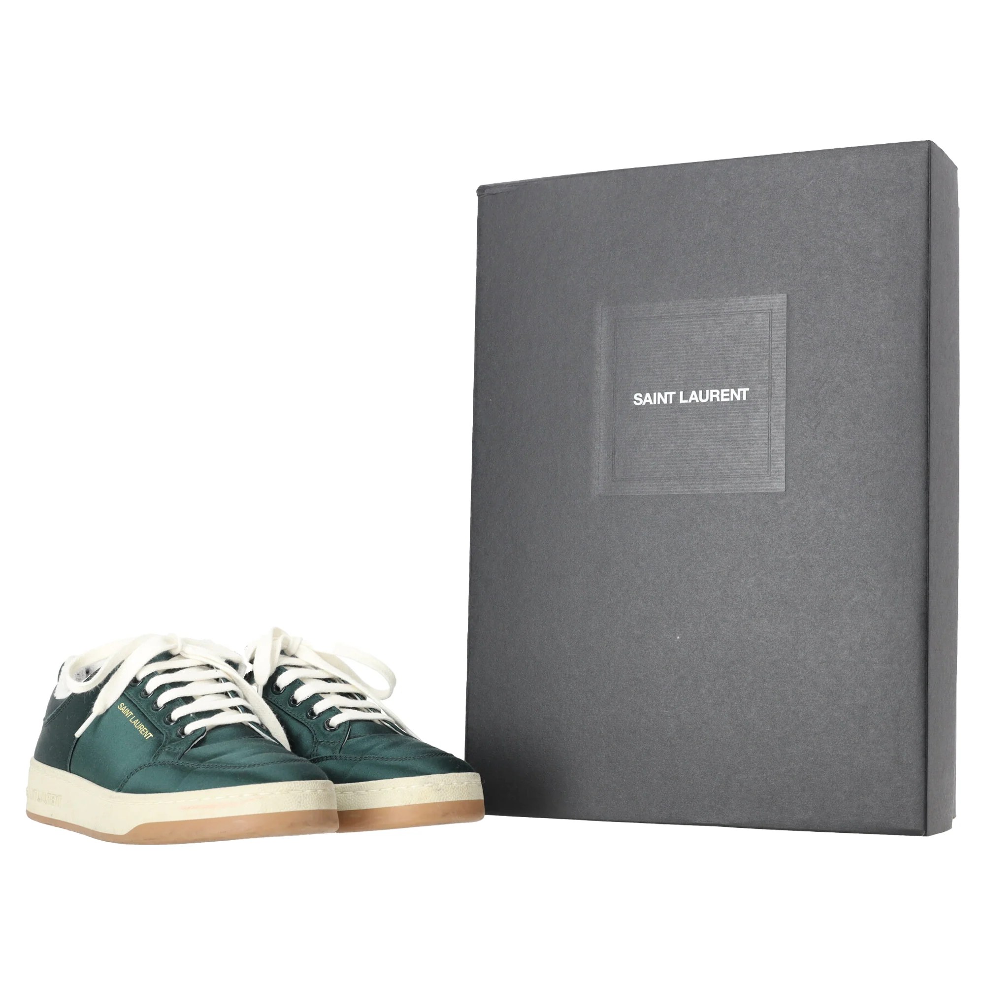 Women's Saint Laurent SL/61 Low-Top Sneakers in Green Satin - Image 5