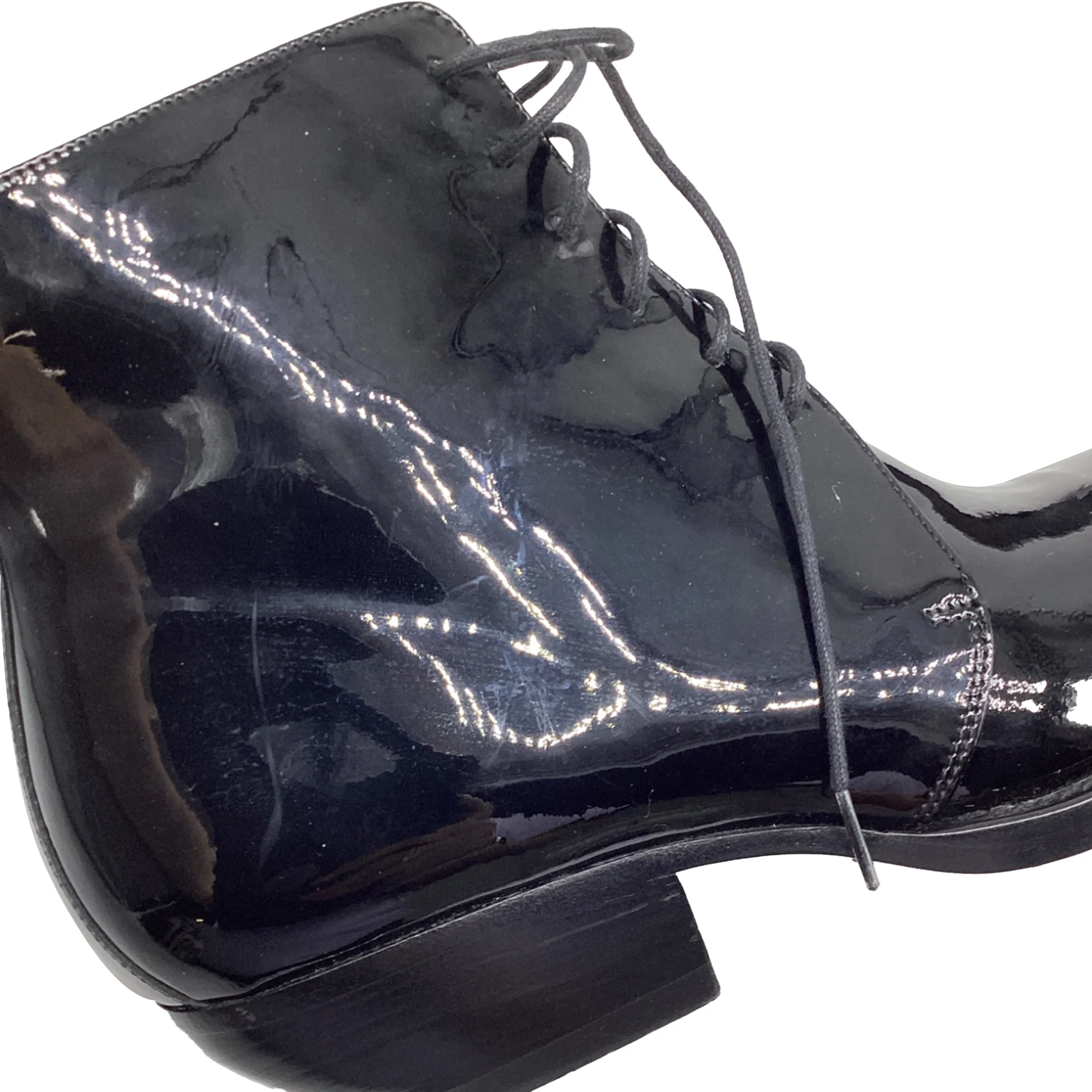 Women's Saint Laurent Theo Boots in Black Patent Leather - Image 10
