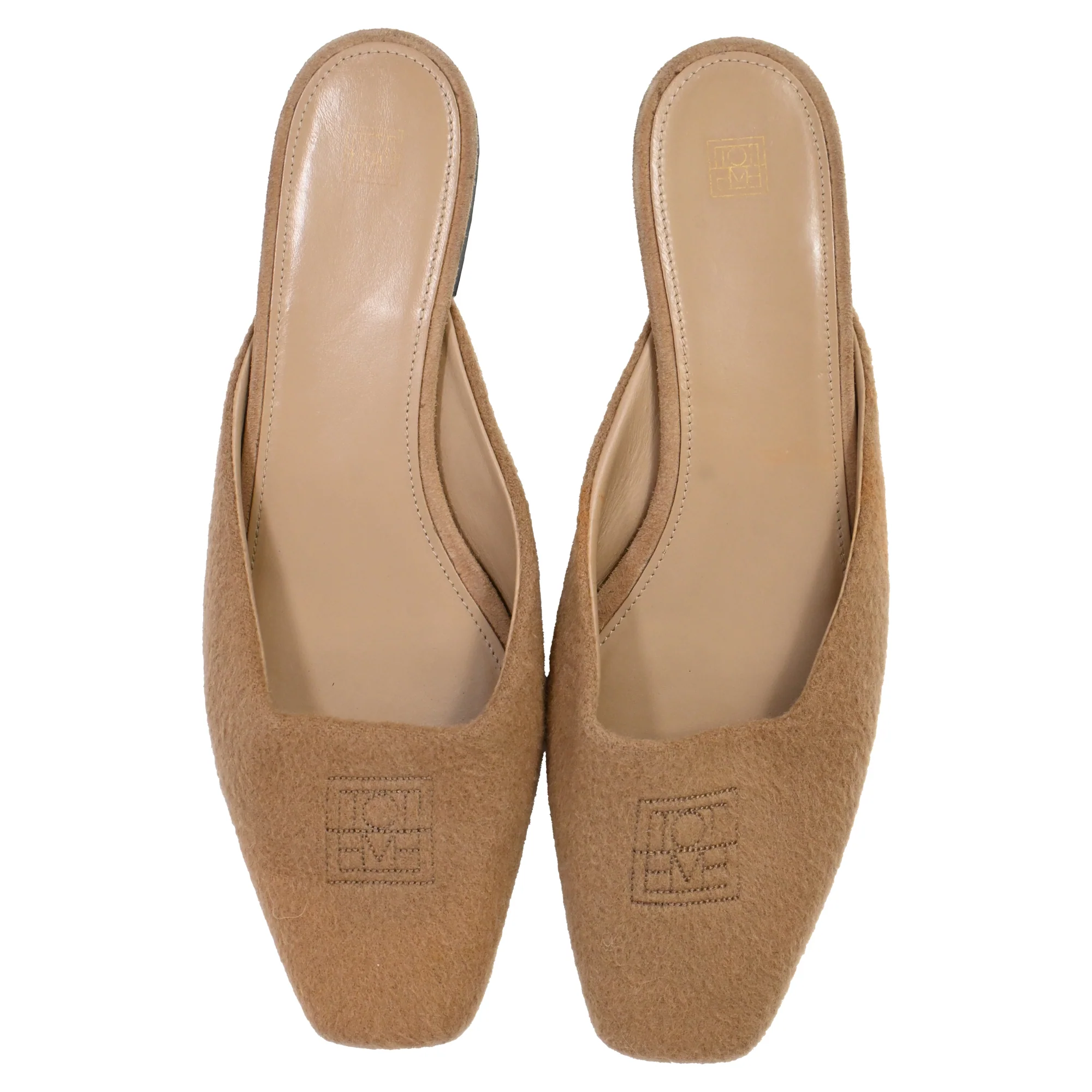 Women's Toteme Flat Mules in Beige Cashmere - Image 5