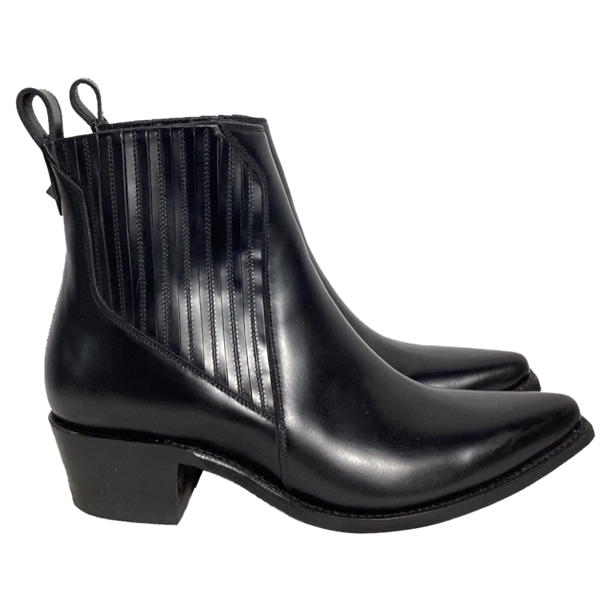 Women's Valentino Garavani Ranch Ankle Cowboy Boots in Black Calf Leather