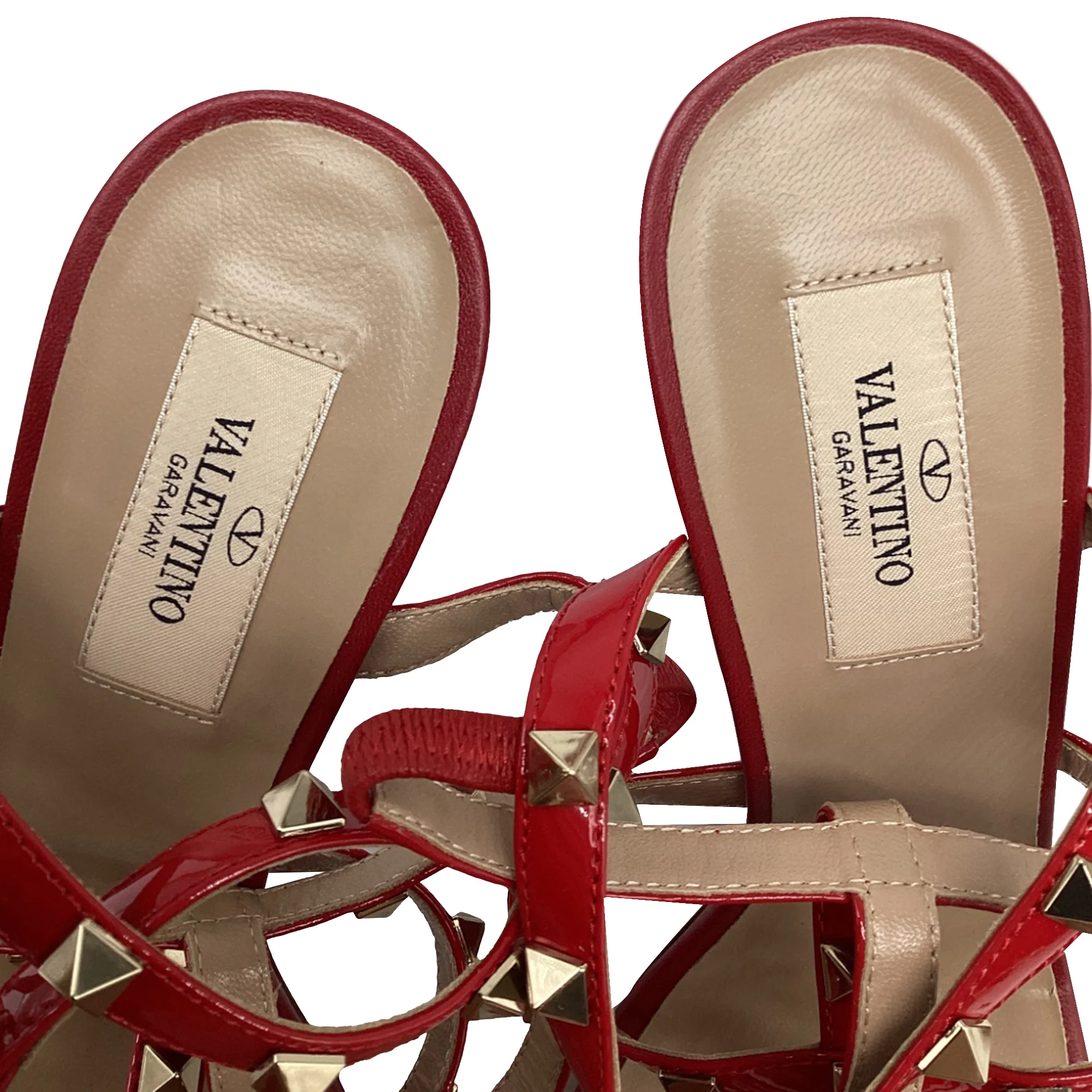 Women's Valentino Garavani Rockstud Caged Sandal Heels in Burgundy Leather - Image 9