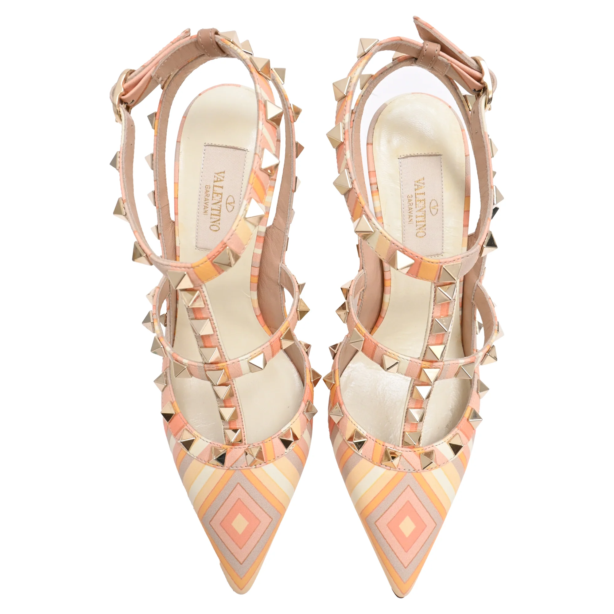 Women's Valentino Garavani Rockstud Geometric-Print Pumps in Multicolor Leather - Image 5