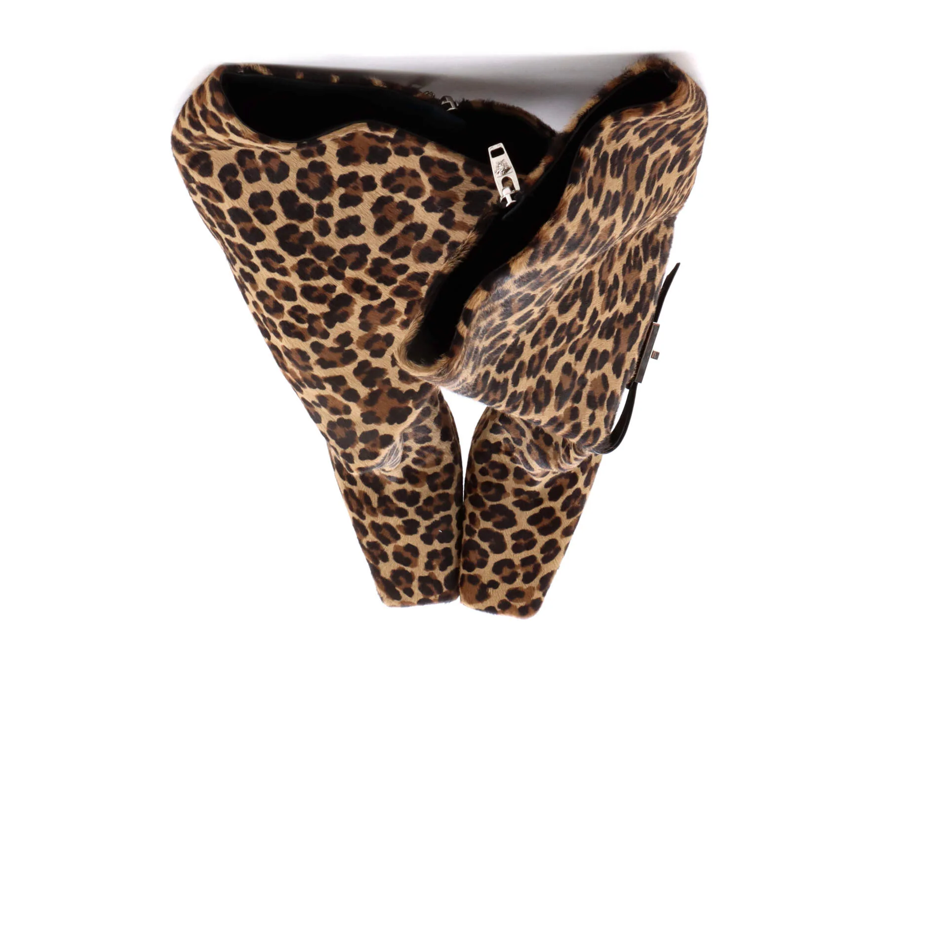 Women's Buckle Knee High Heeled Boots Printed Pony Hair - Image 2