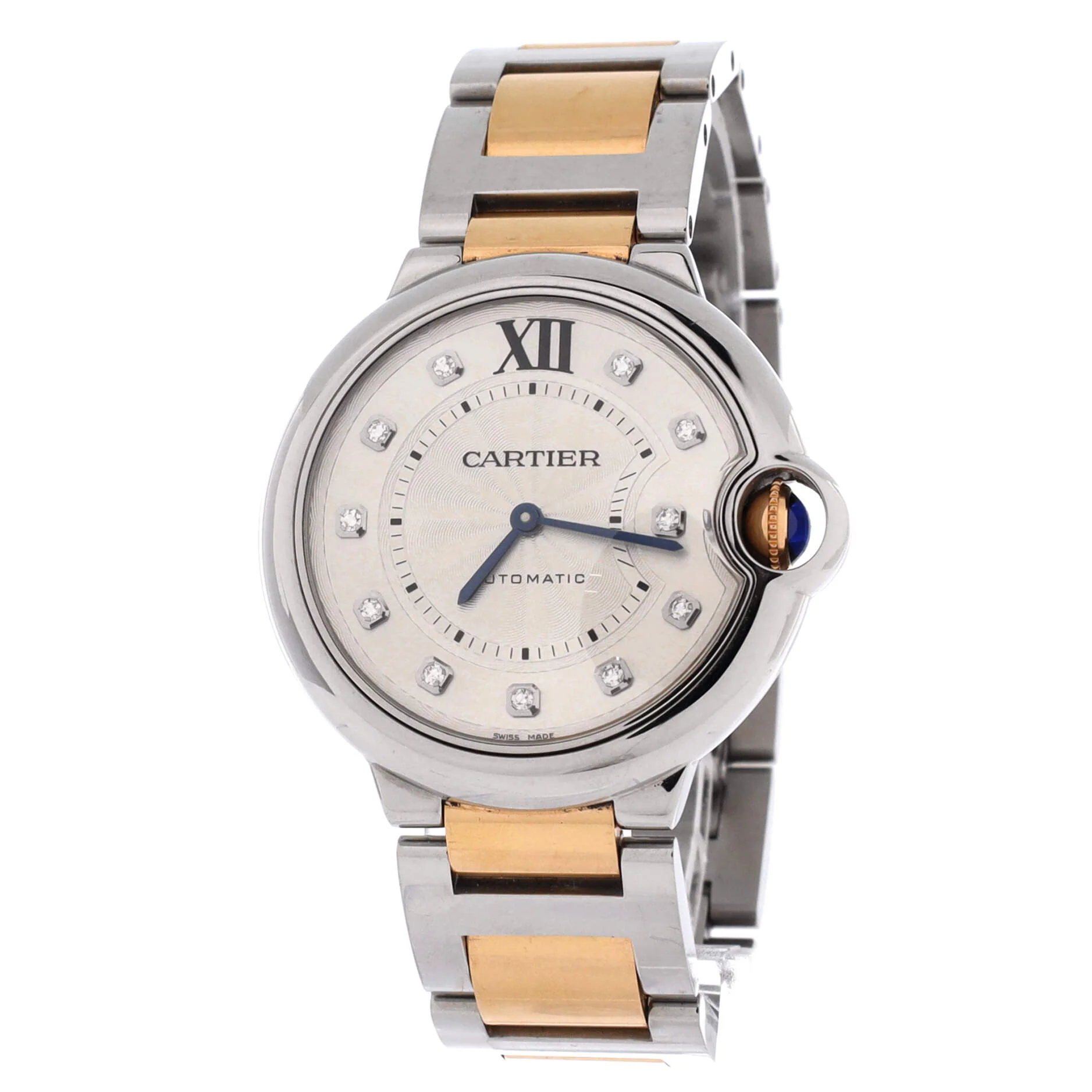 Ballon Bleu de Cartier Automatic Watch Stainless Steel and Rose Gold with Diamond Markers 36 - Image 3