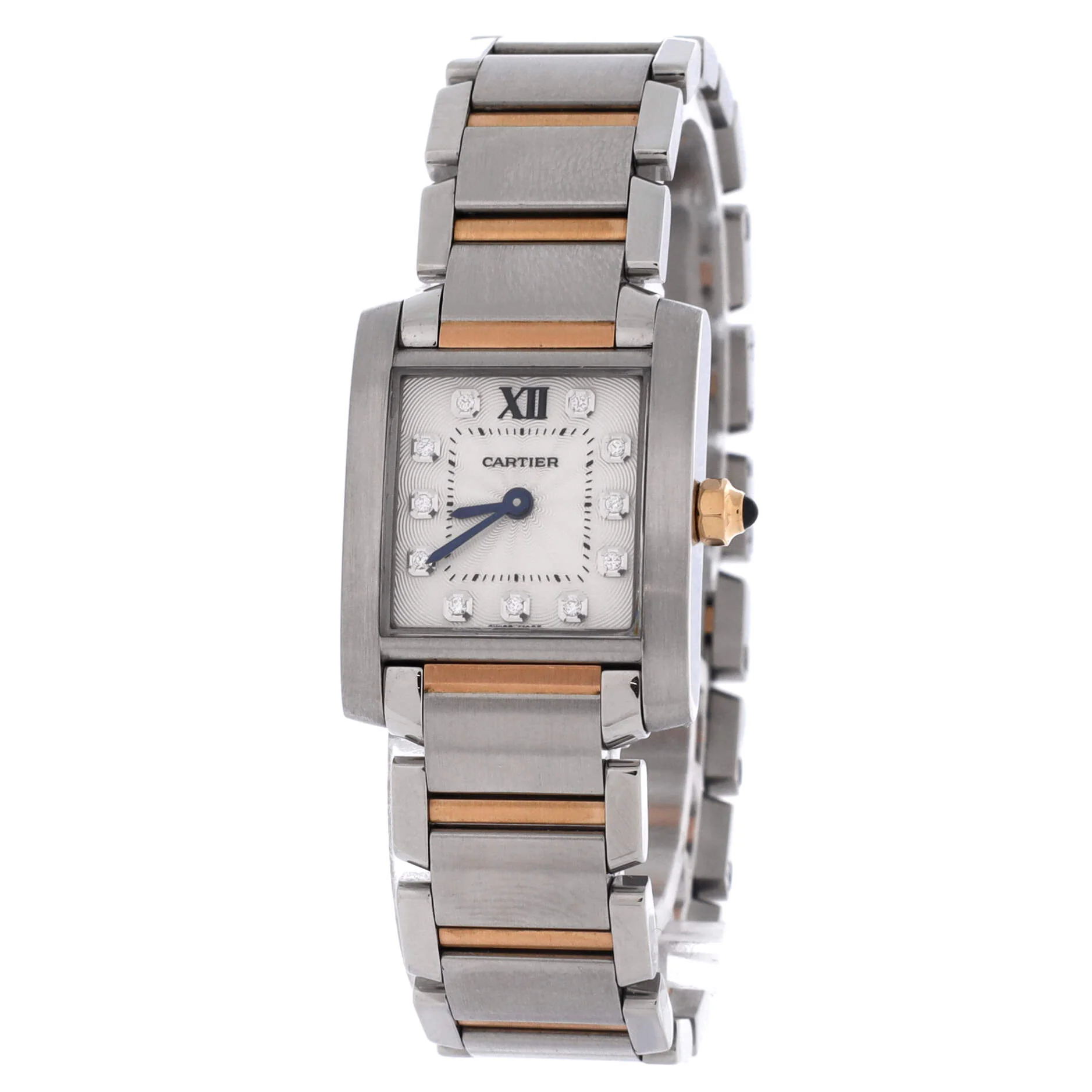 Tank Francaise Quartz Watch Stainless Steel and Rose Gold with Diamond Markers 20 - Image 3