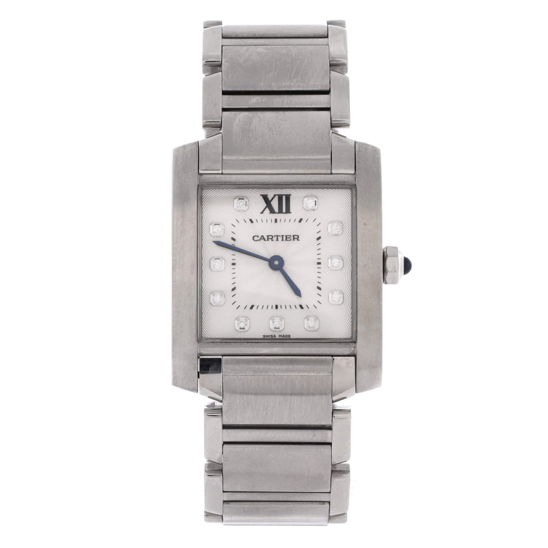 Tank Francaise Quartz Watch Stainless Steel with Diamond Markers 25