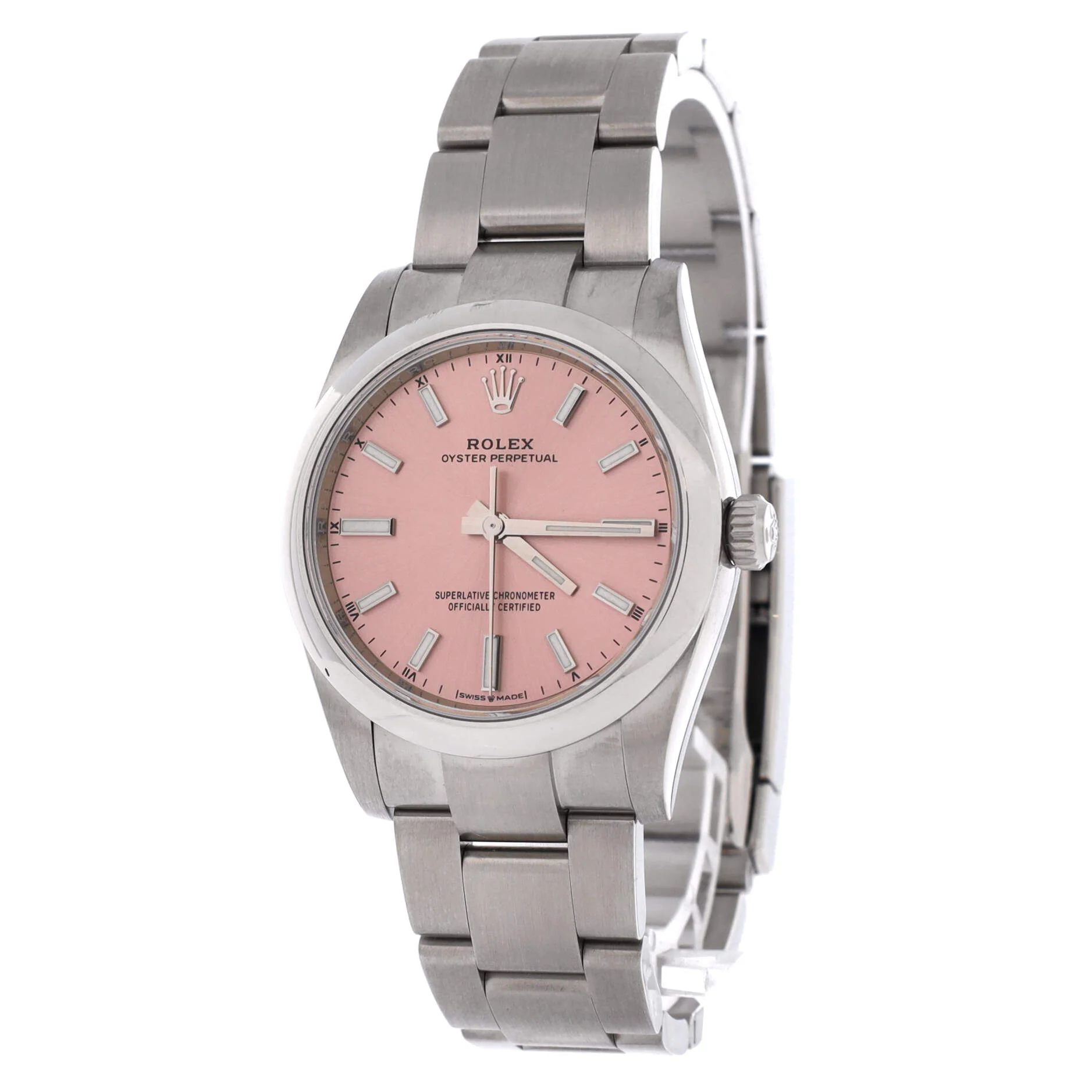 Oyster Perpetual Pink Automatic Watch Stainless Steel 34 - Image 3